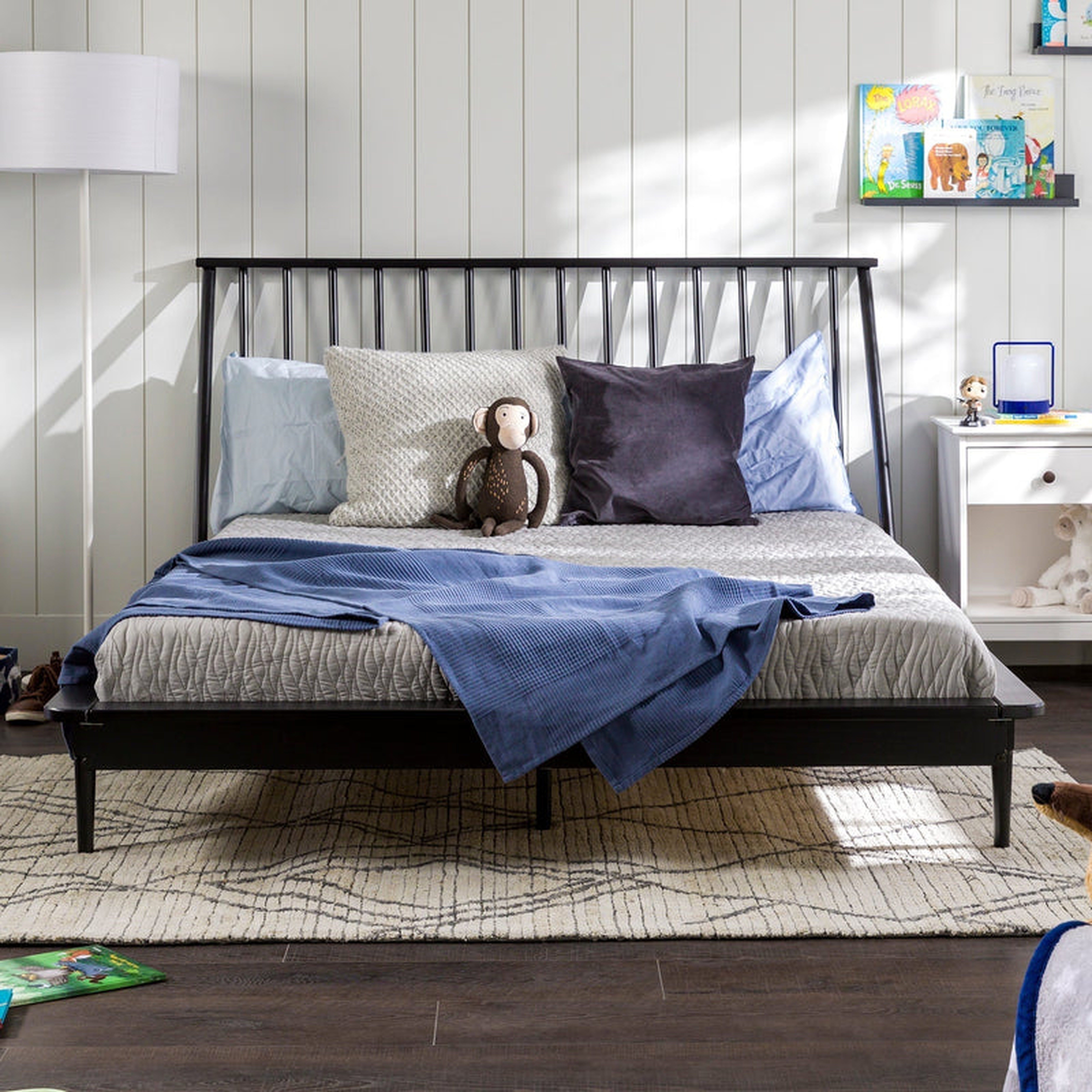 Modern Wood full Spindle Bed - Black - Walker Edison