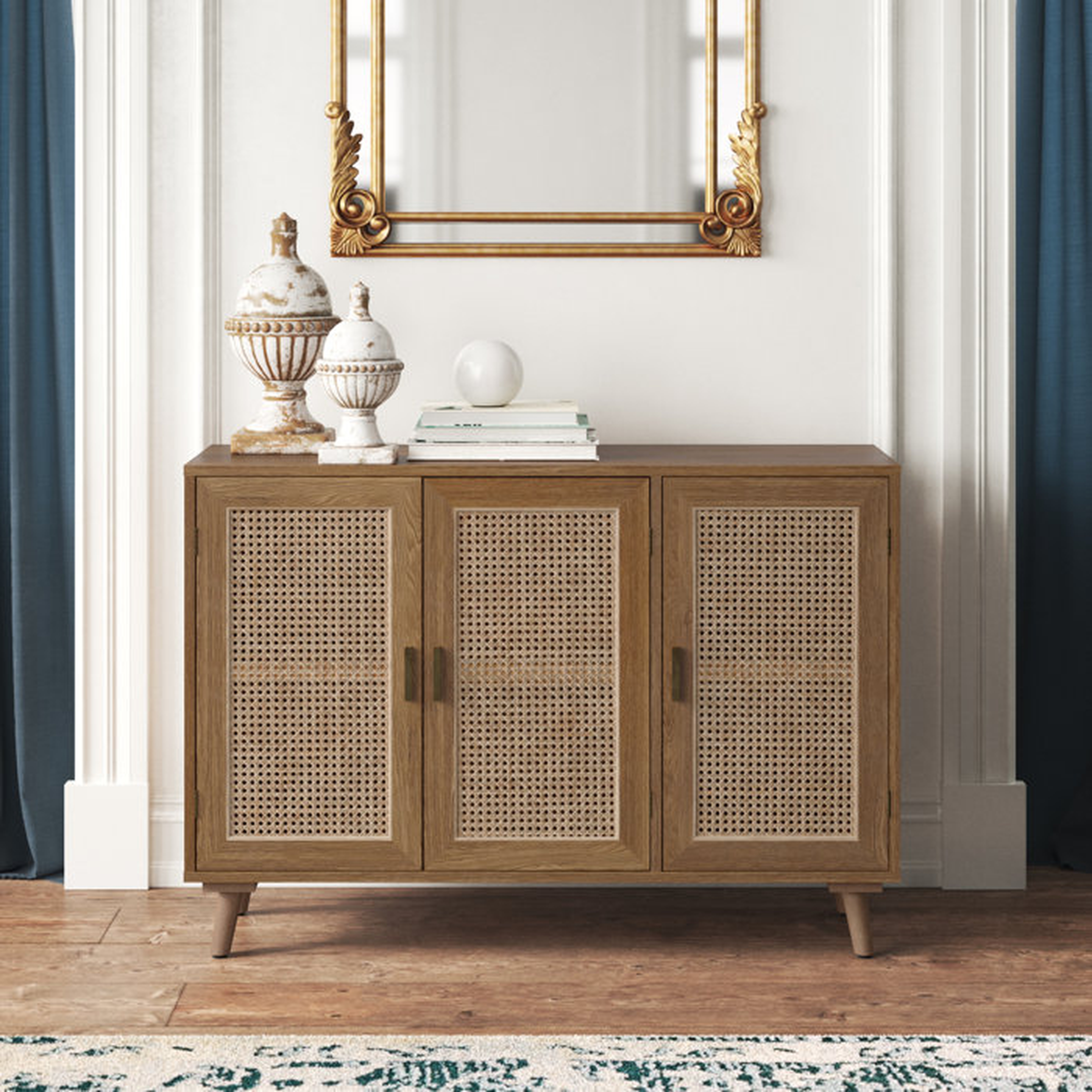 Talia 43" Wide Solid Wood Legs Rattan Sideboard - Wayfair