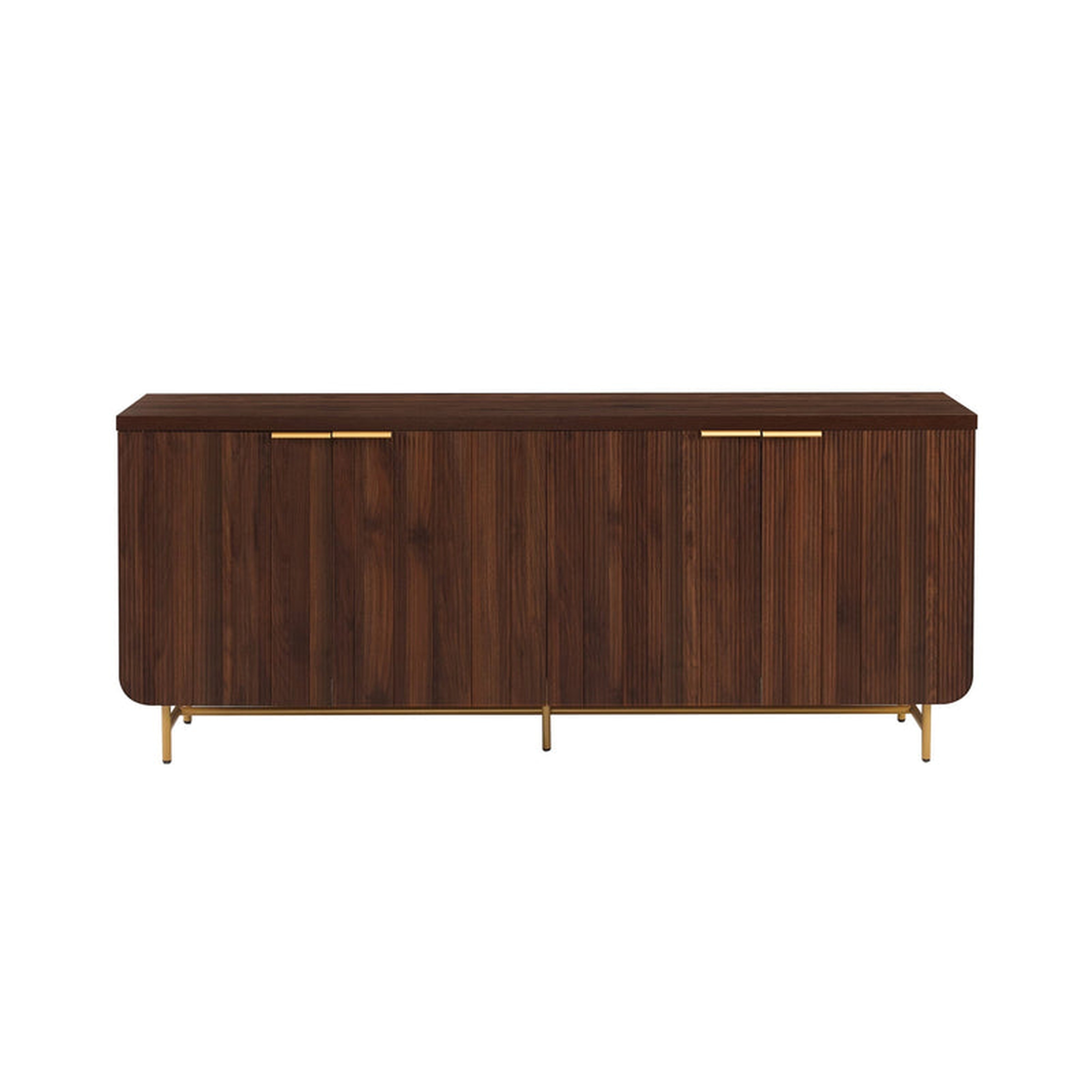 69" Scandinavian 4 Door Sideboard - Dark Walnut/ Gold - Walker Edison