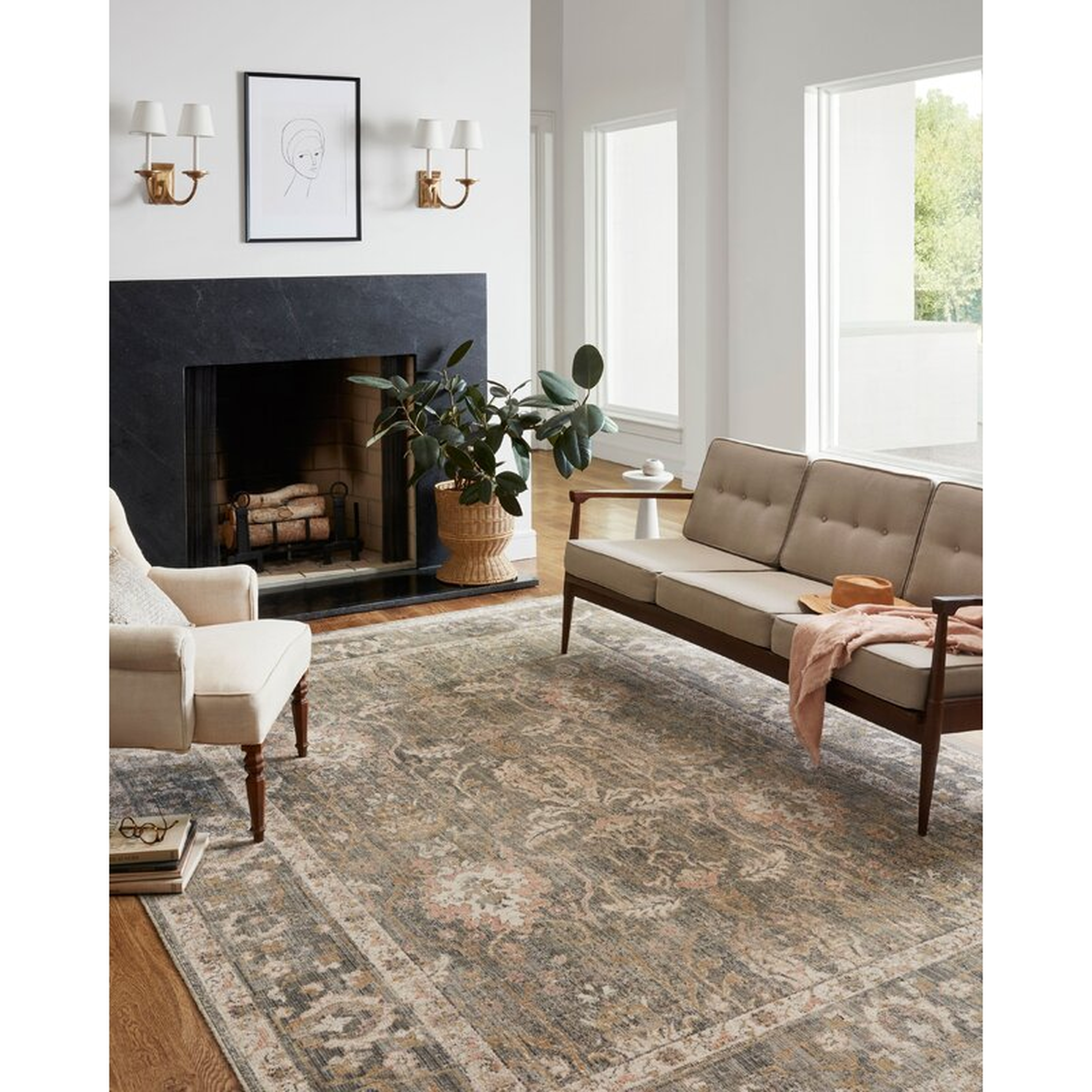 Rosemarie Oriental Sage Blush Area Rug - Wayfair