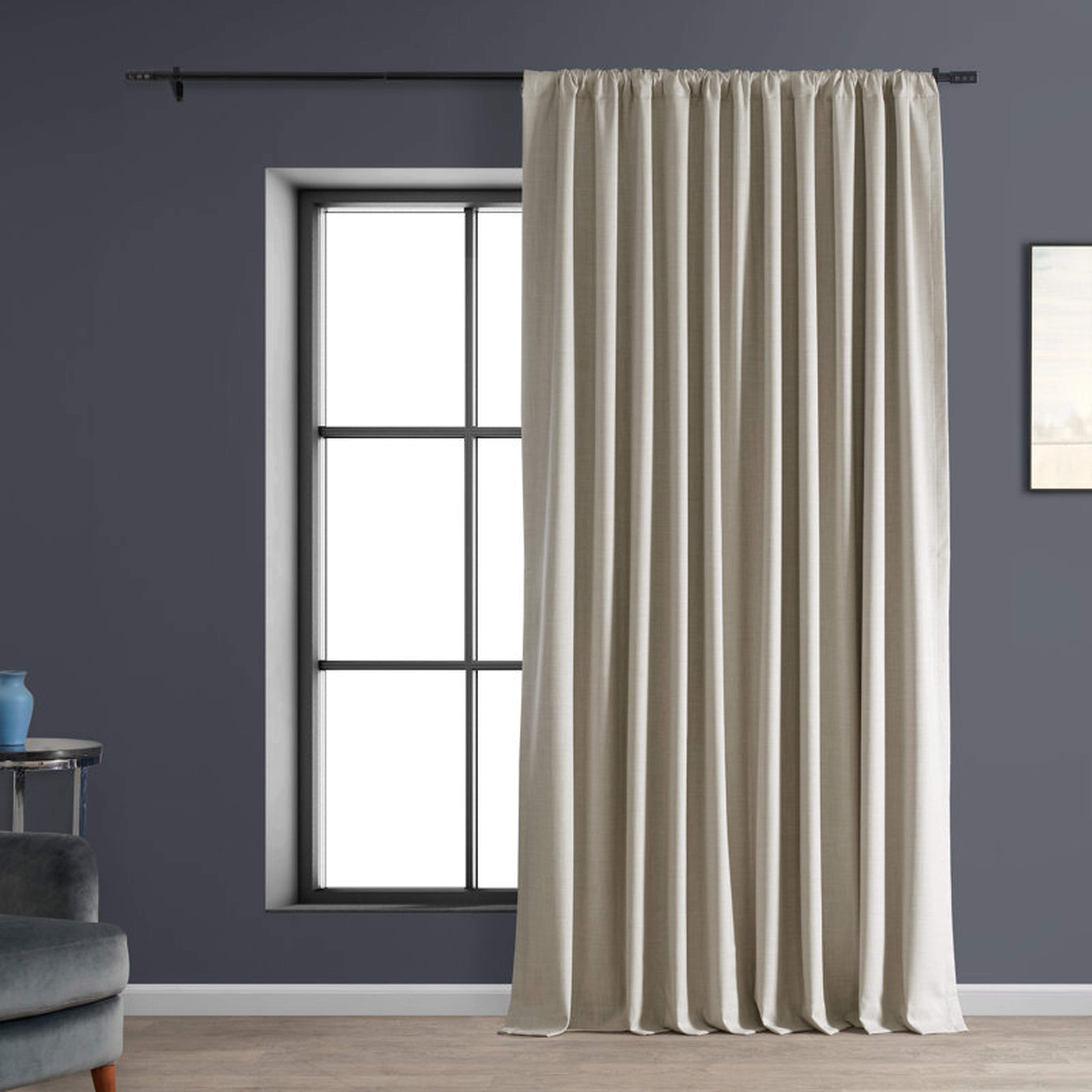 Dondie Extra Wide Performance Linen Hotel Blackout Curtains - Single Panel Drapes - Wayfair