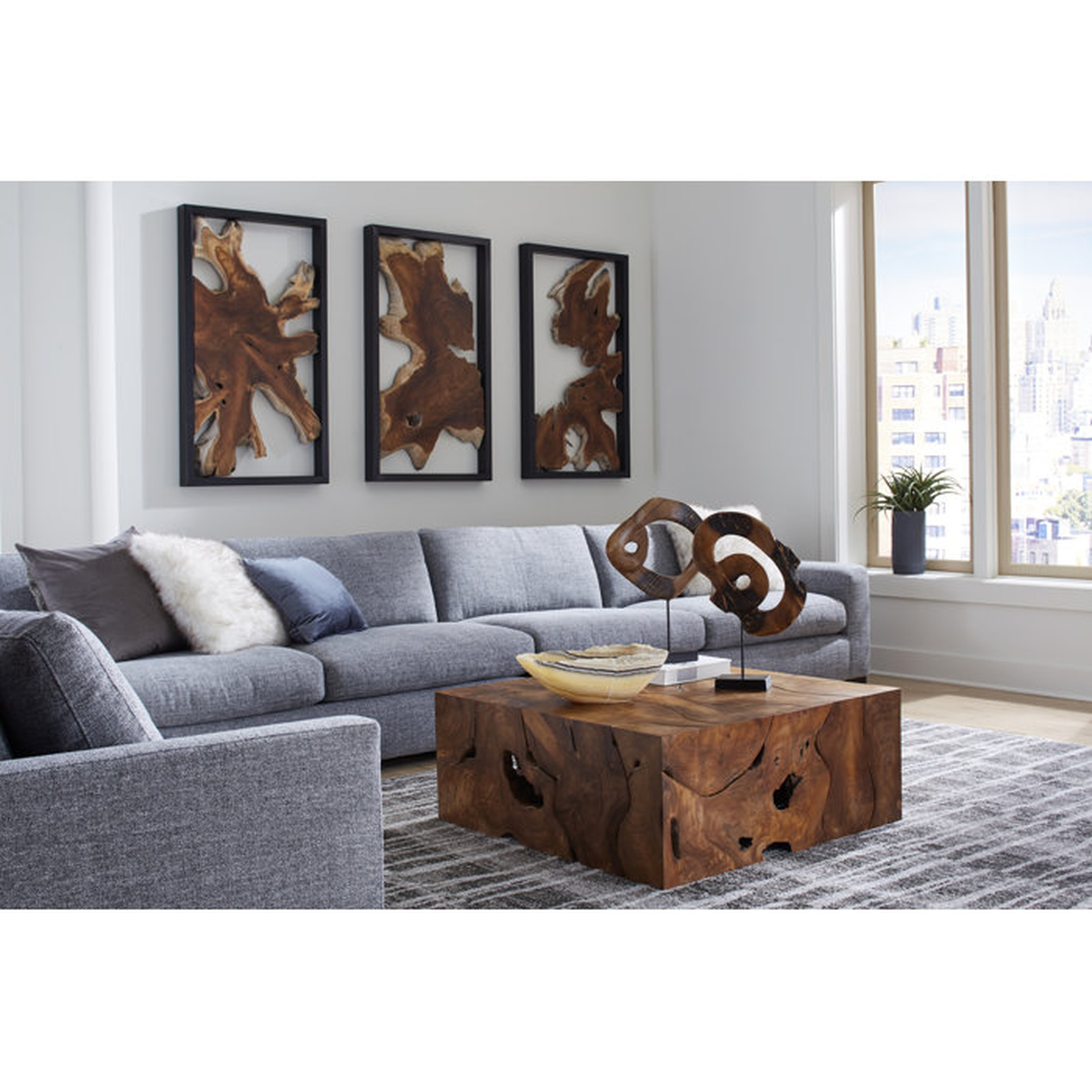 Phillips Collection Teak Chunk Solid Wood Block Coffee Table - Perigold