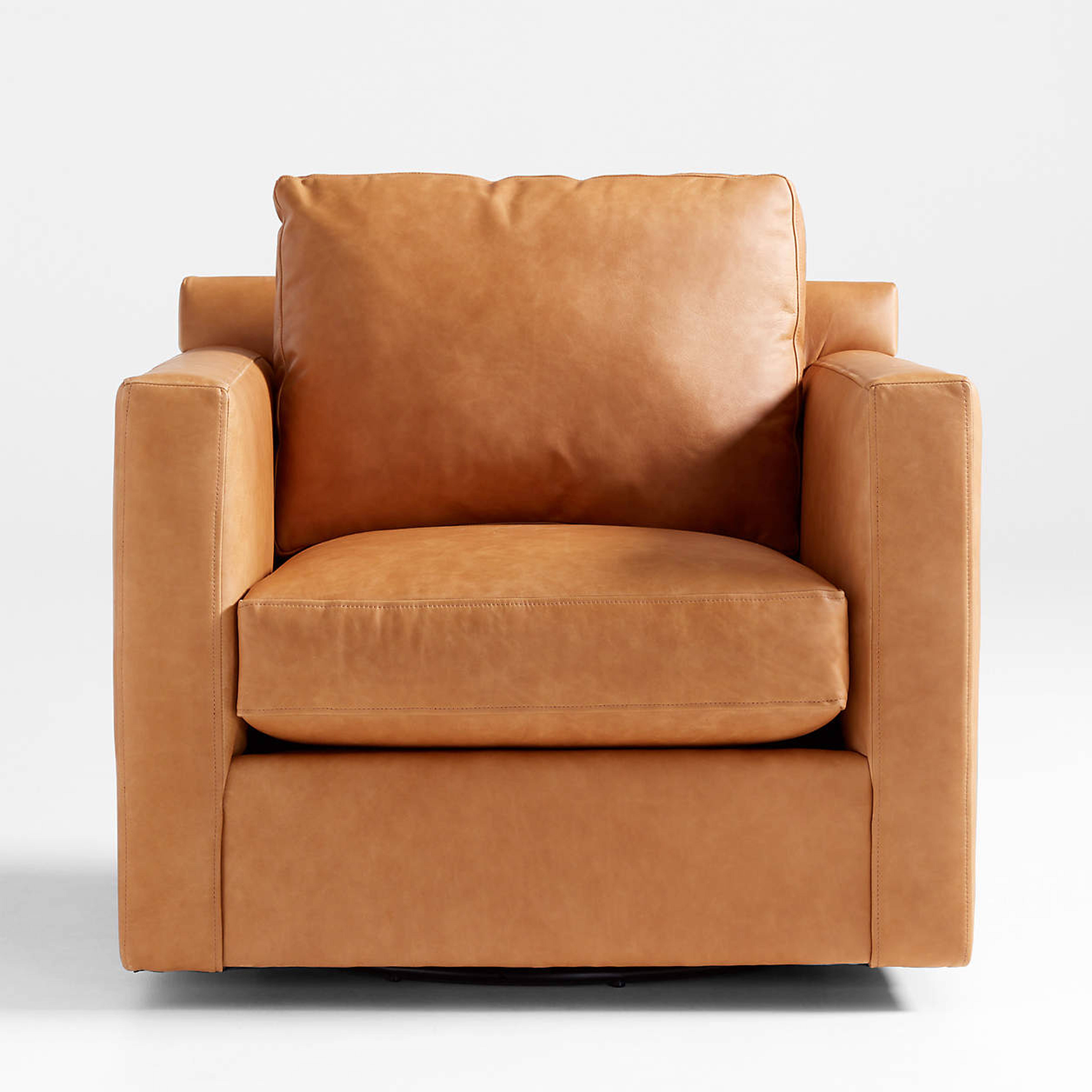 Barrett II 35.5" Leather Track Arm Swivel Chair - Crate and Barrel