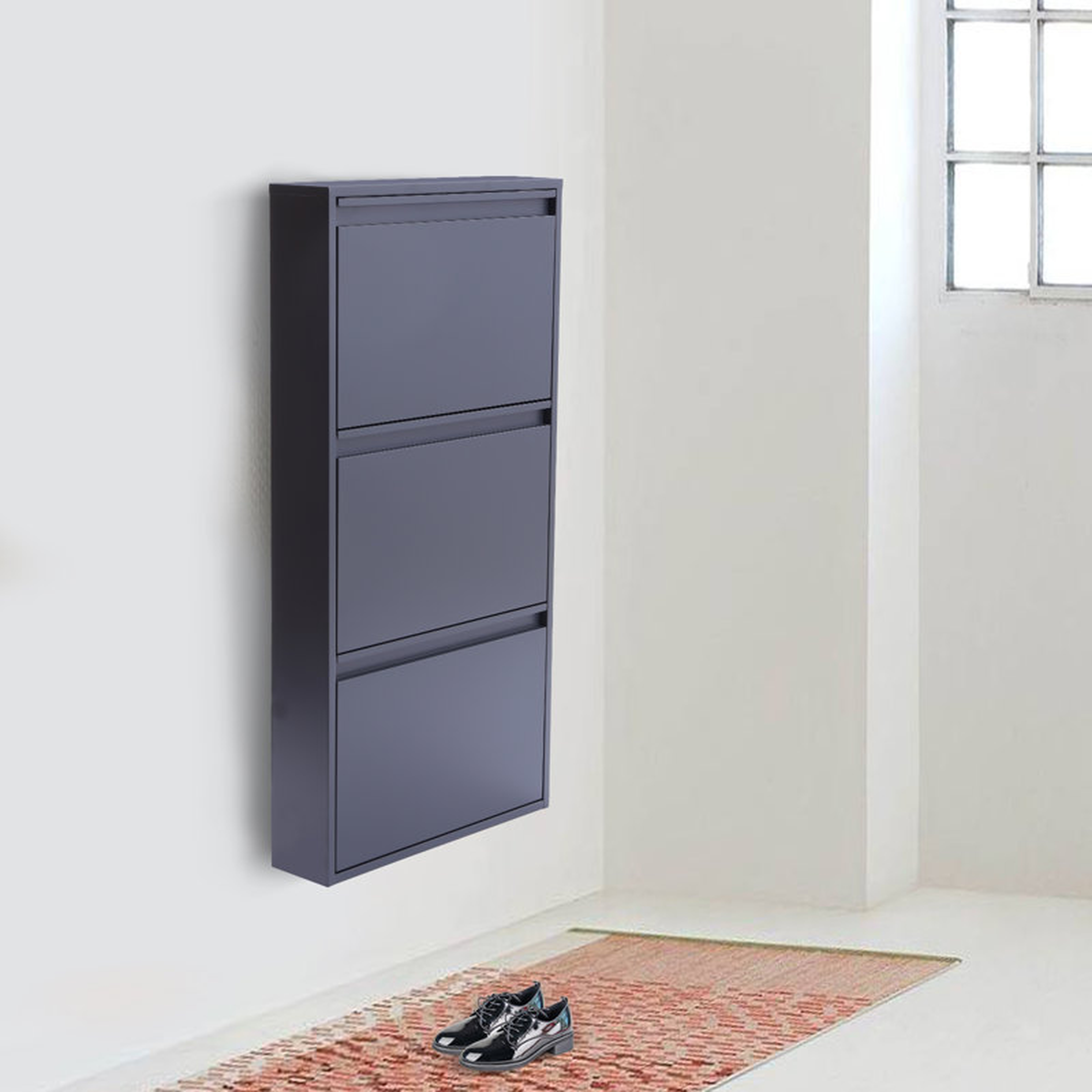 9 Pairs Metal Shoe Storage Cabinet / Gray - Wayfair