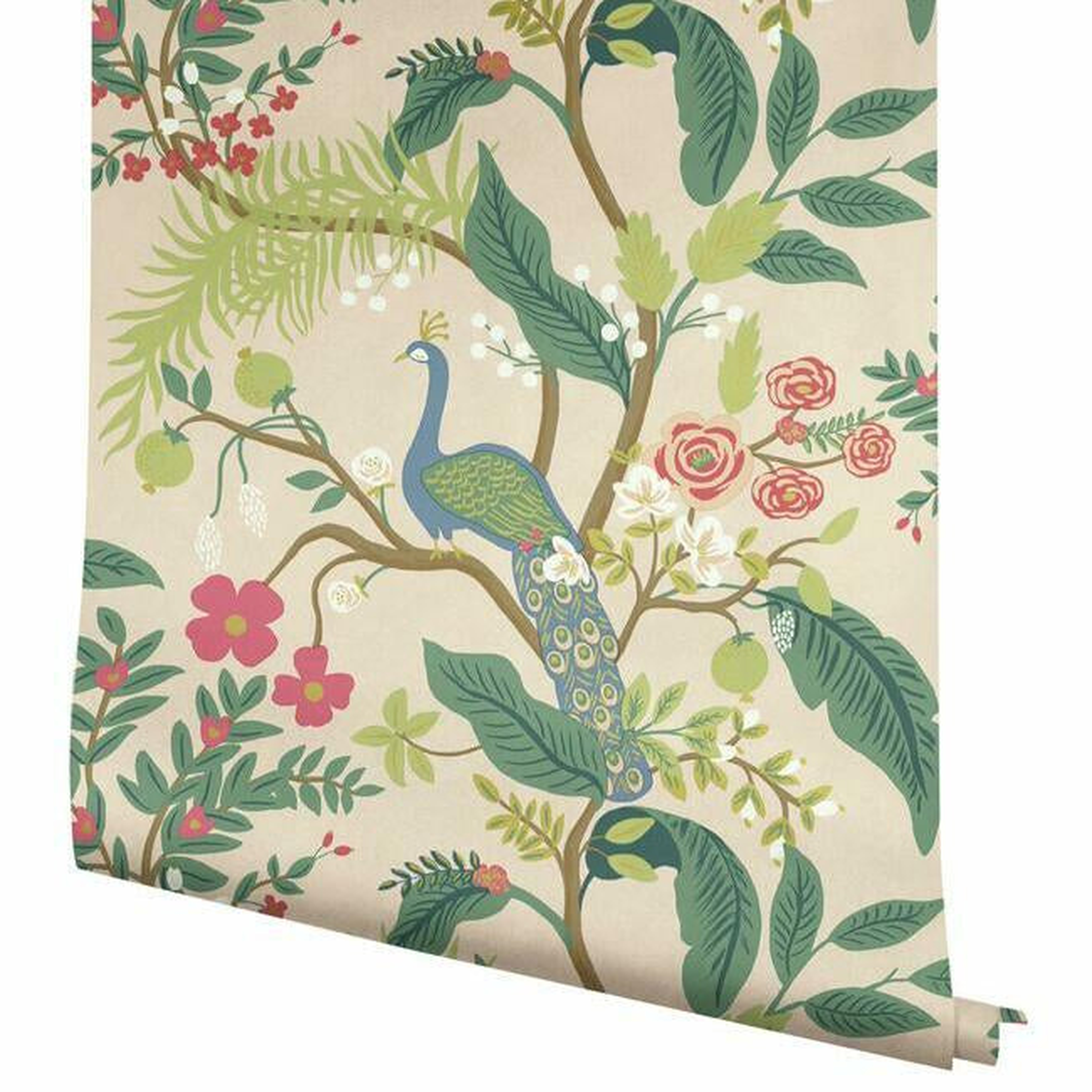 Peacock Wallpaper - Blush - Roll - York Wallcoverings