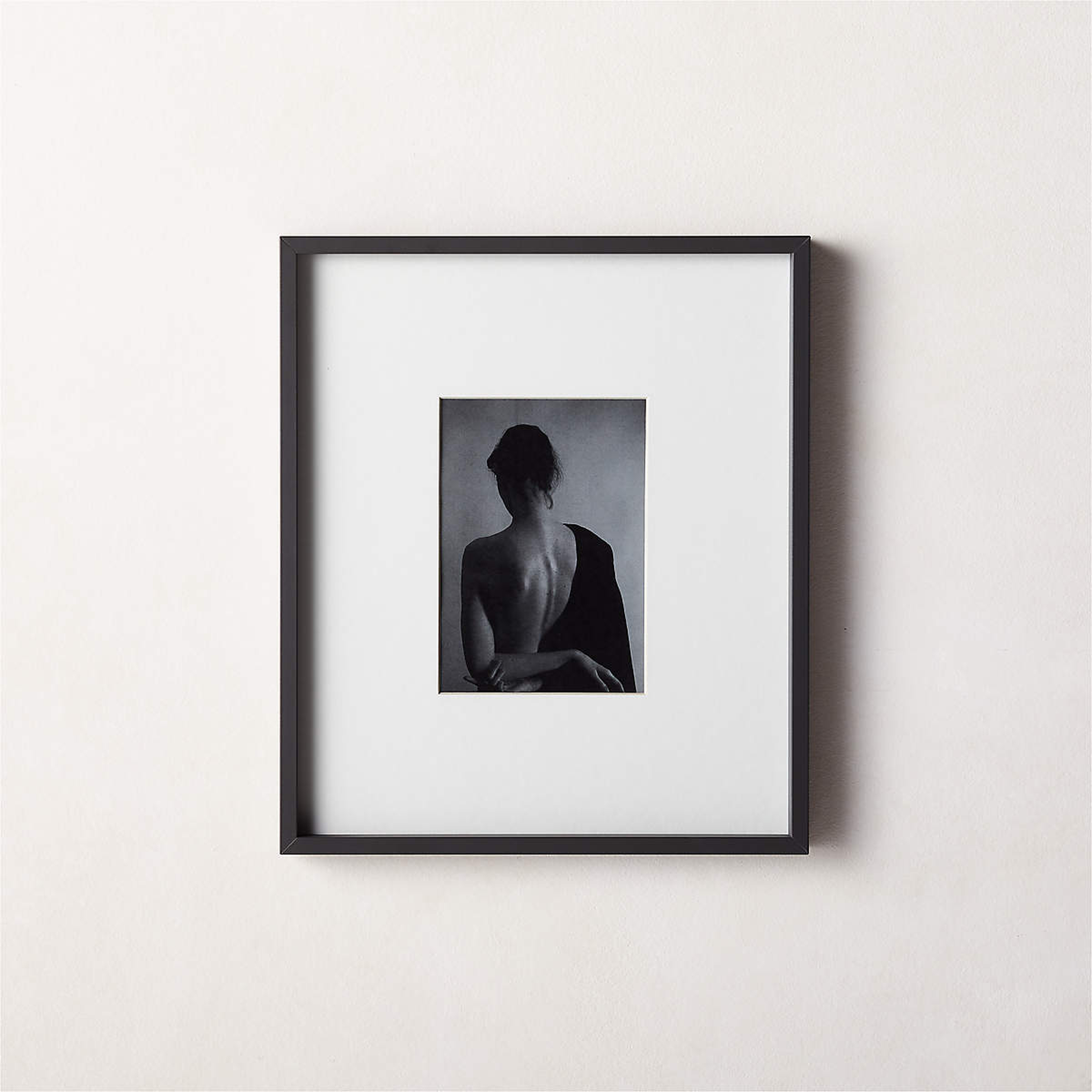 Gallery Soft Black Picture Frame with White Mat 5"x7" - CB2