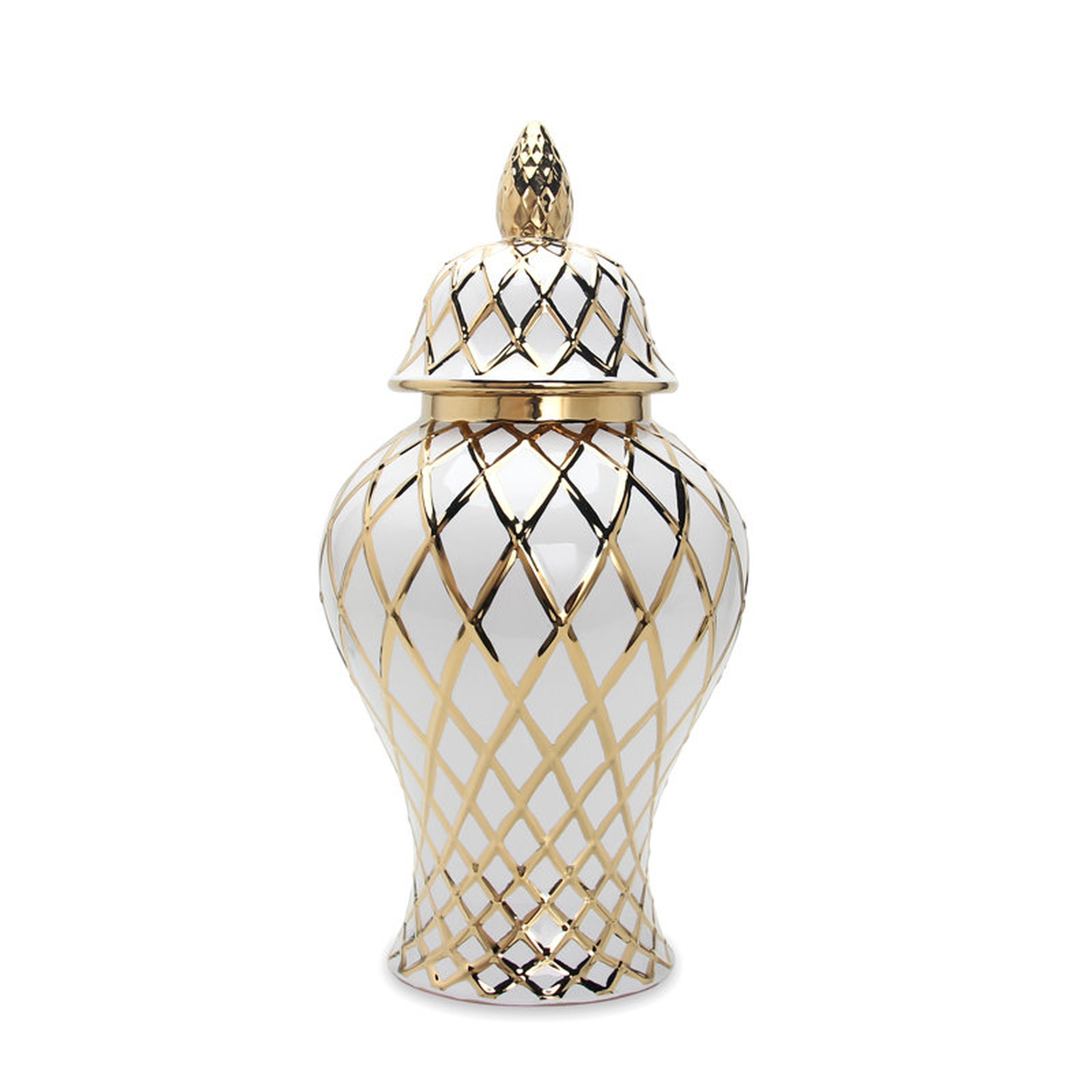 Fortunna Ceramic Ginger Jar / White/Gold - Wayfair