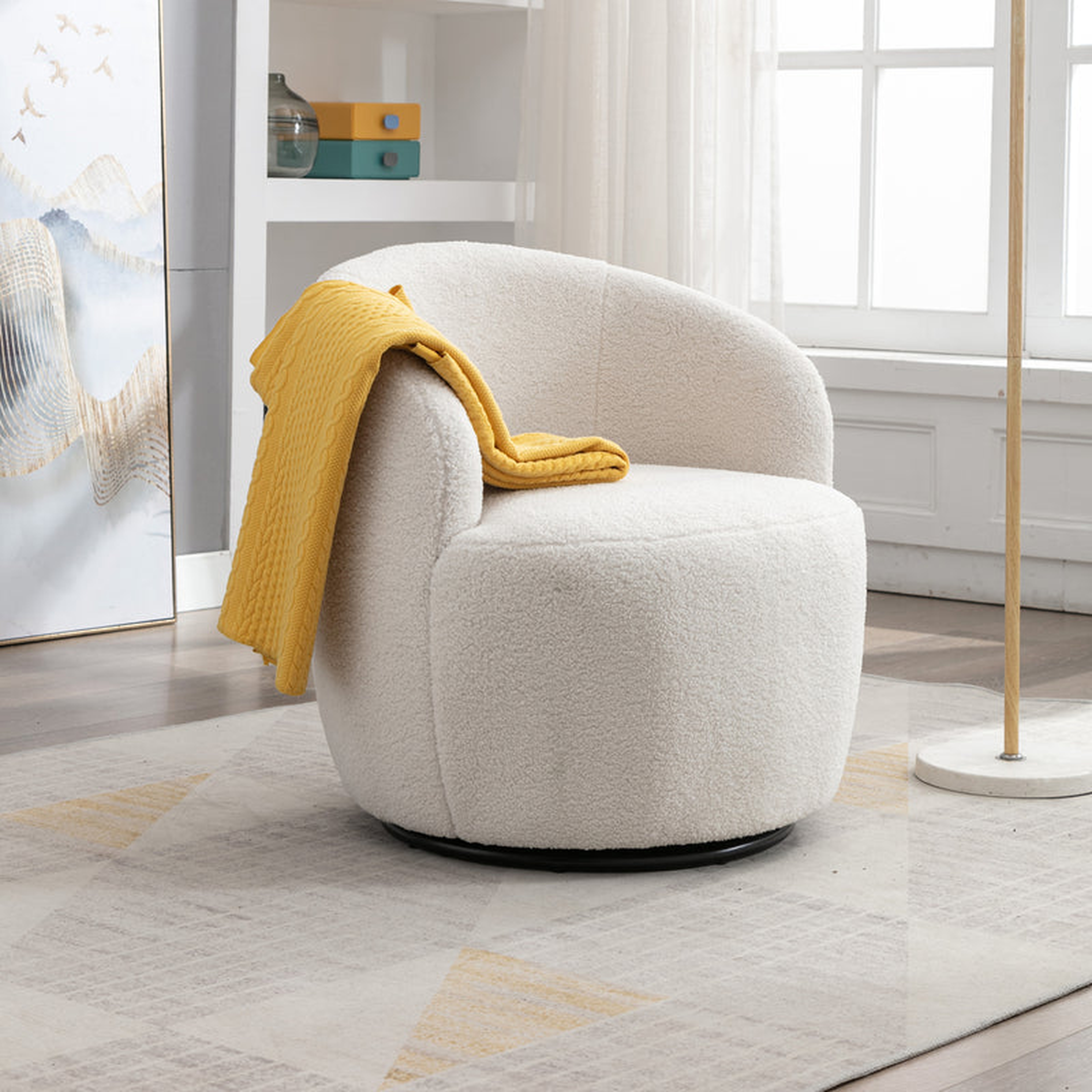 Contour & Co. | Teddy Swivel Barrel Accent Armchair Chair - Walker Edison