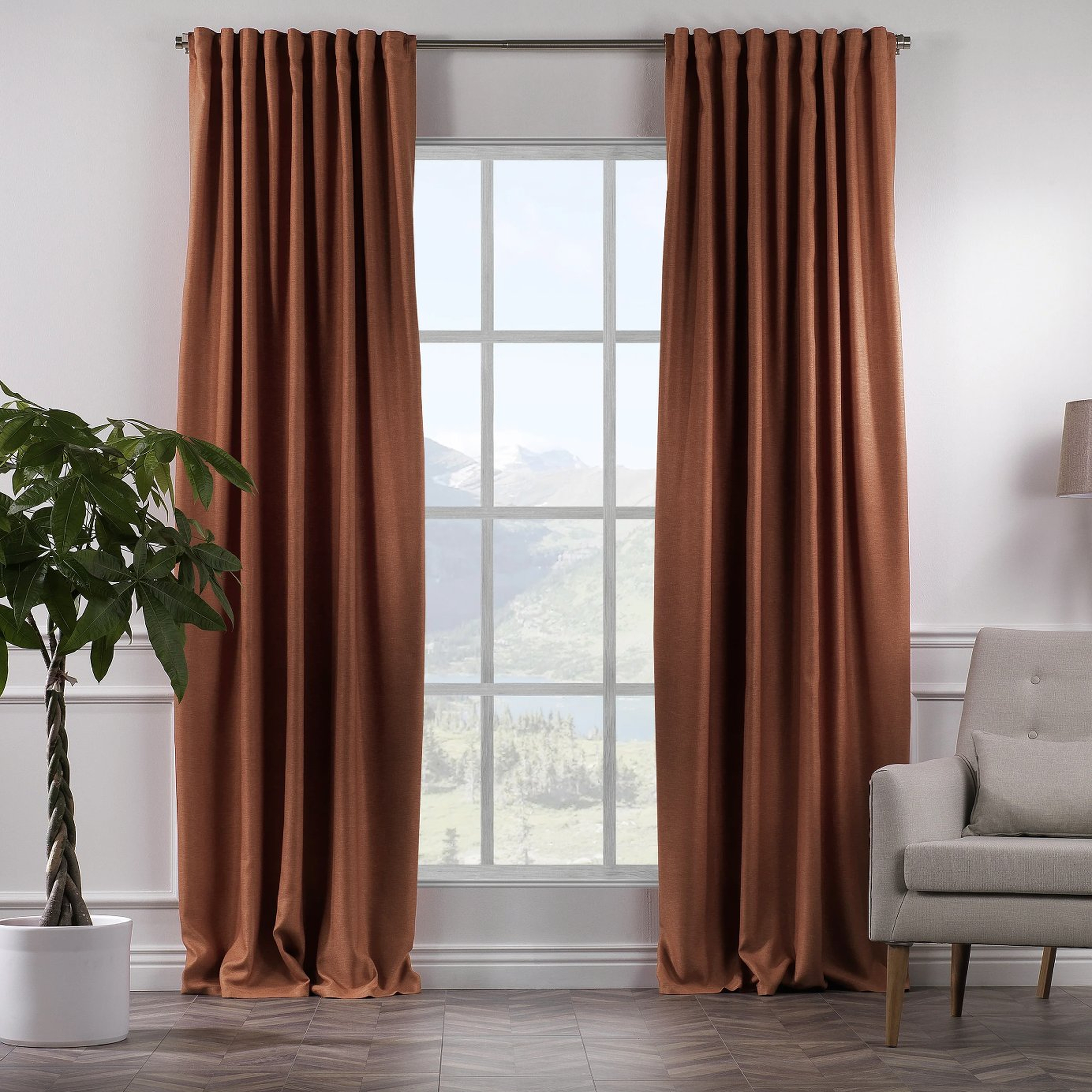 Faux Linen Decorative Room Darkening Curtain Panels (Set of 2) - Wayfair