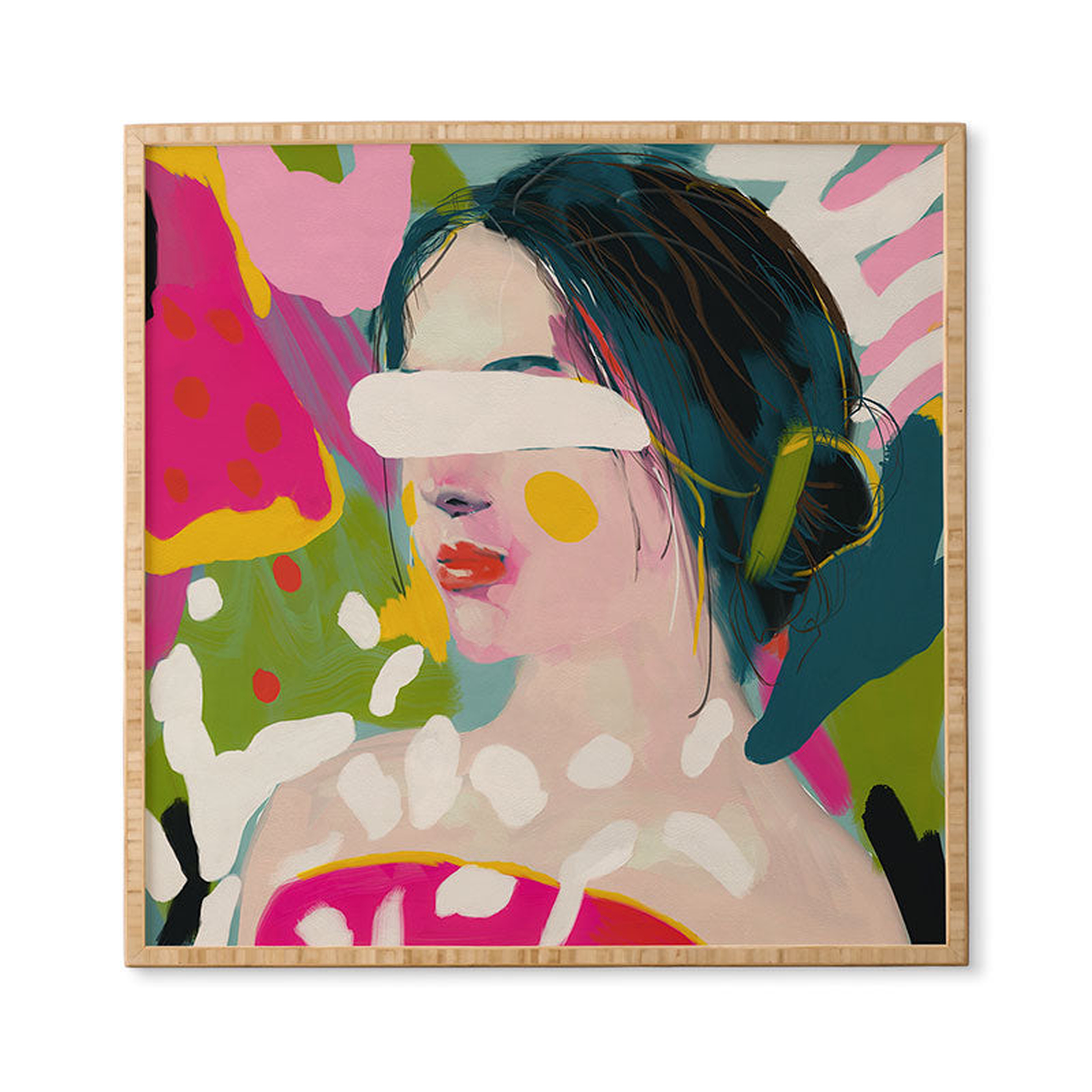 LOOK AT ME WOMAN PORTRAIT  BY LUNETRICOTEE, 30" X 30", BAMBOO FRAME - Deny Designs