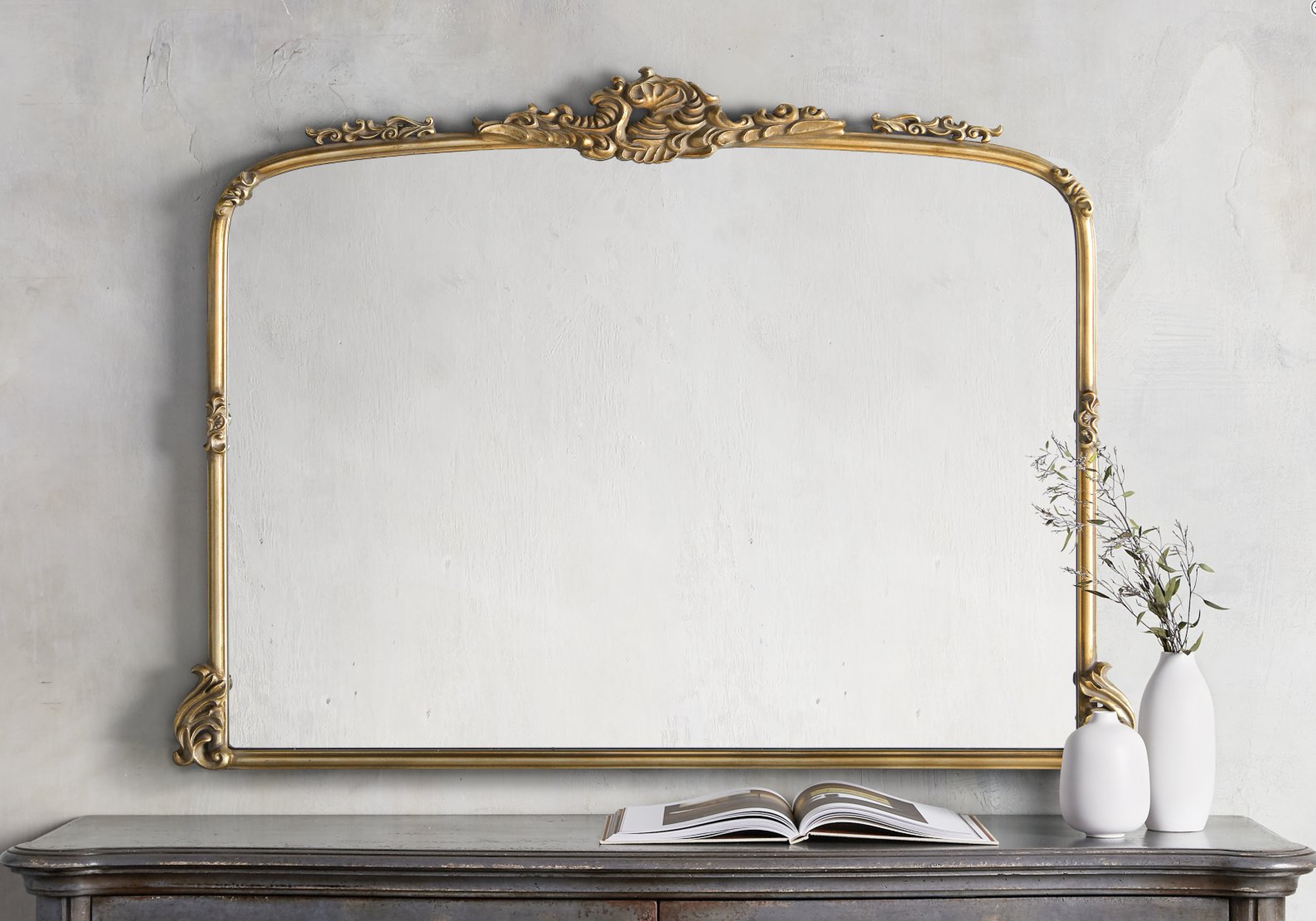 Amelie Dresser Mirror in Wood Gold - Arhaus