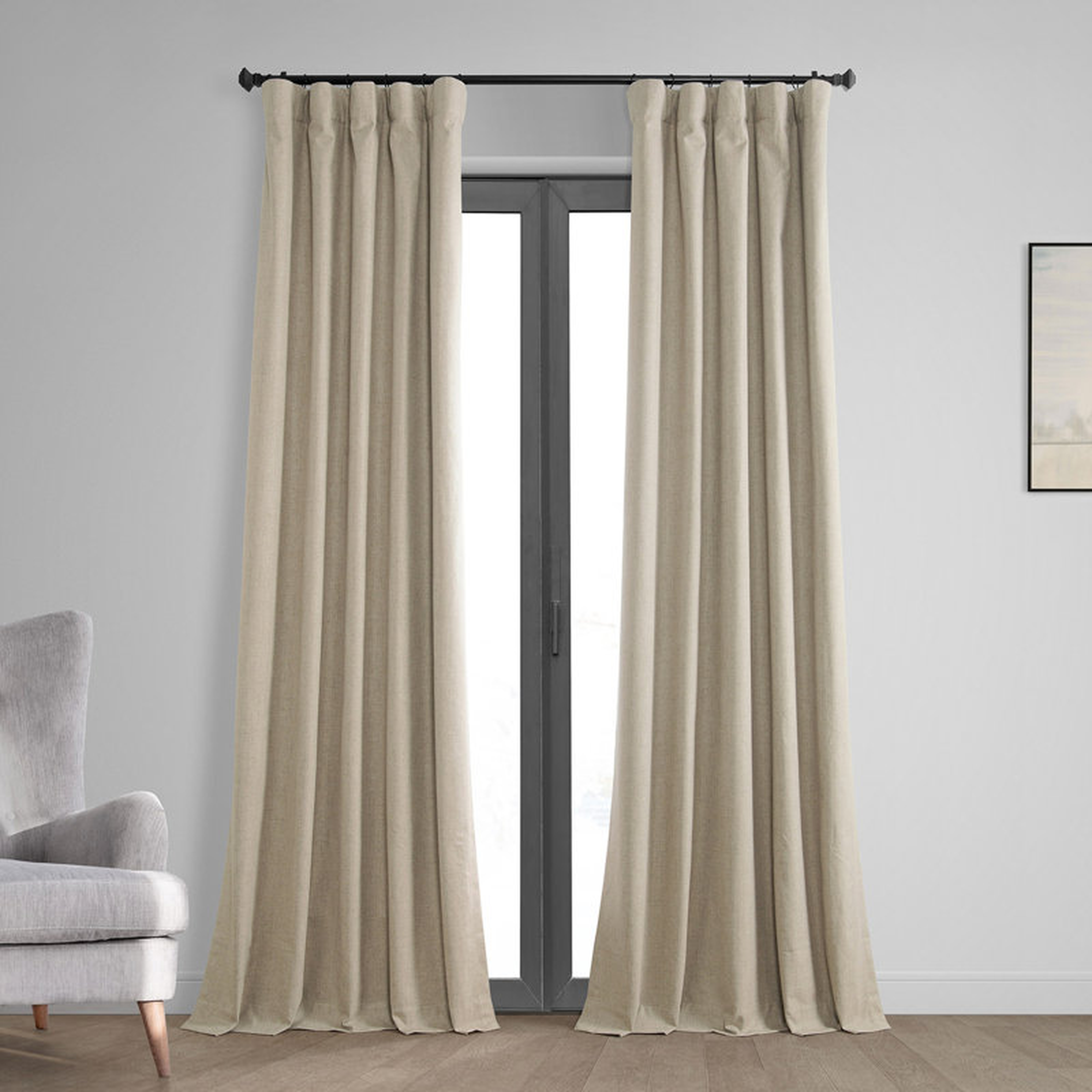 Bodulf Blackout Curtains for Bedroom Thermal Cross Linen Weave Curtains for Large Window Single Panel Drape - Wayfair