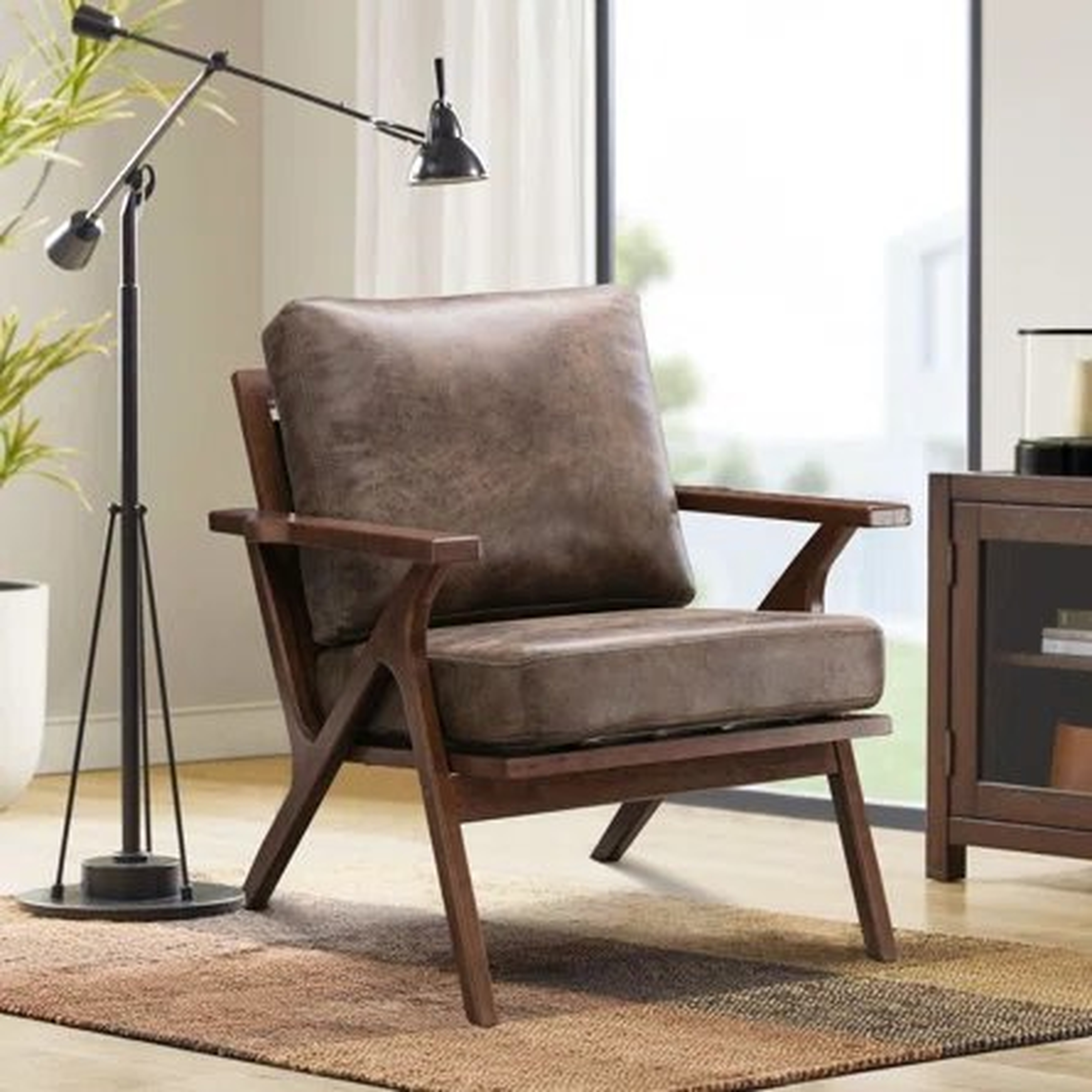 33" Wide Solid Wood Frame Upholstered Mid Century Modern Retro Armchair Accent Chair - Wayfair