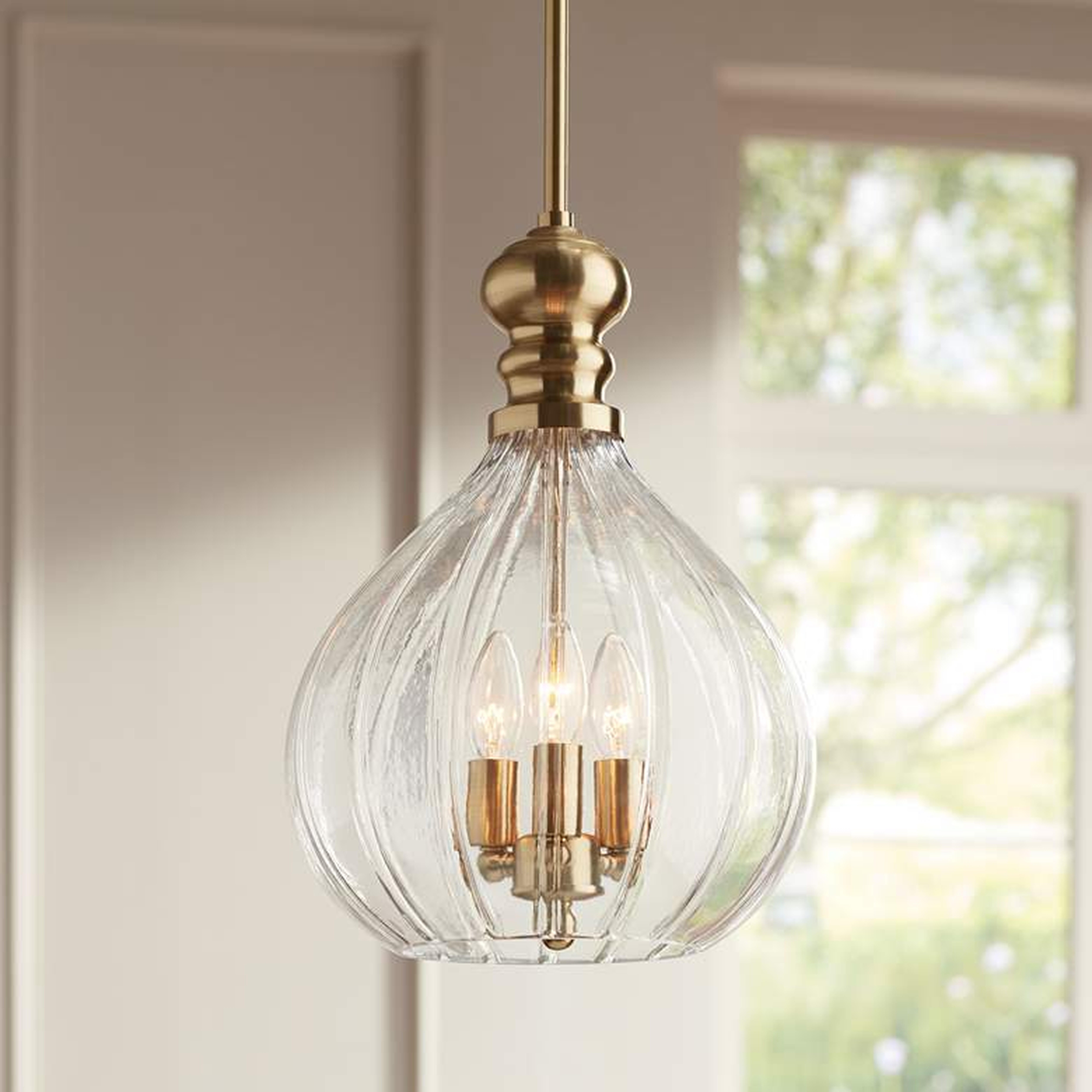 Possini Euro Houten 11 1/2" Wide Soft Gold 3-Light Glass Mini Pendant - Lamps Plus