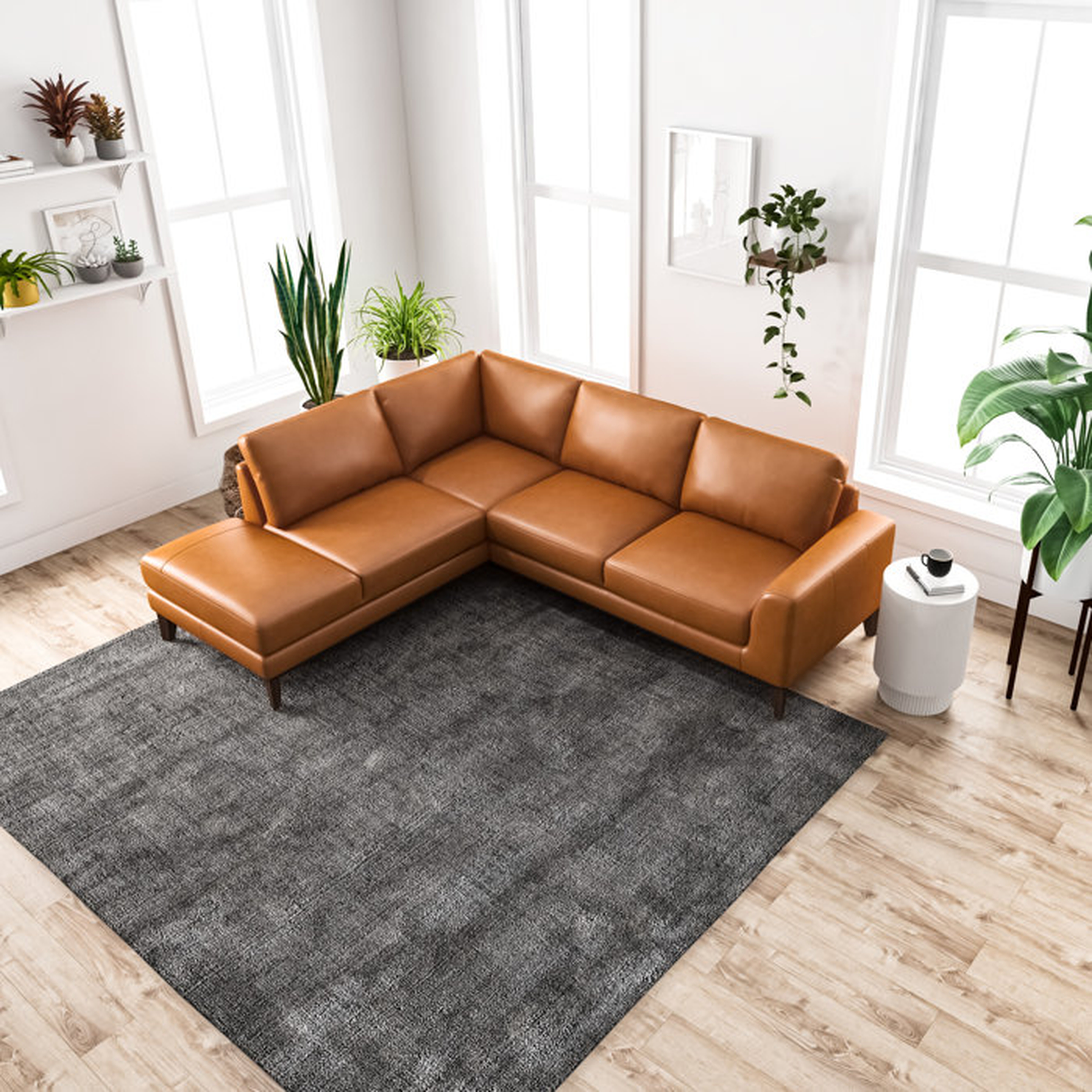 Spring Street Leather 97" Sectional - Left Hand Facing - Wayfair