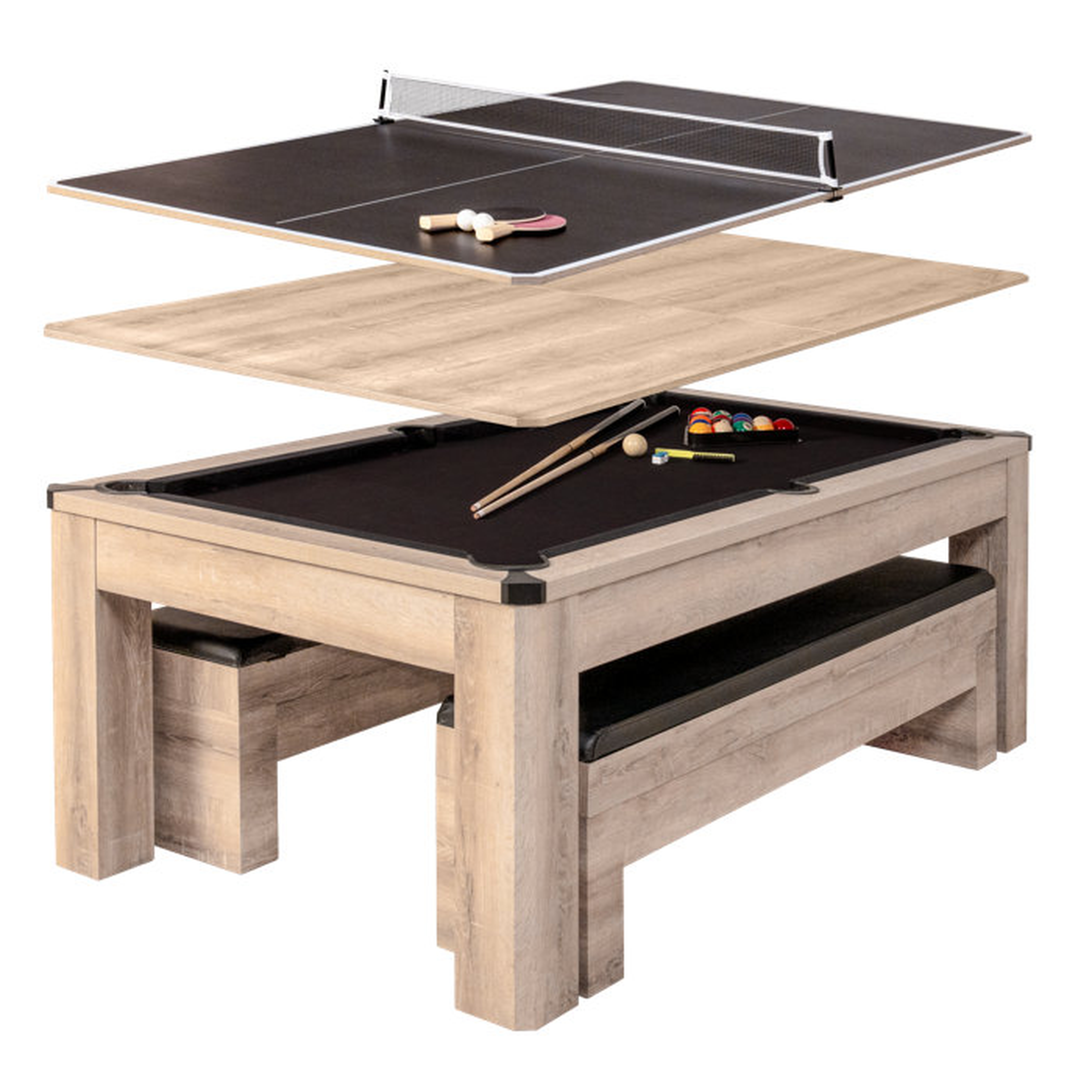 Hampton 3-in-1 Combination Table Includes Billiards, Table Tennis, & Dining Table - Wayfair