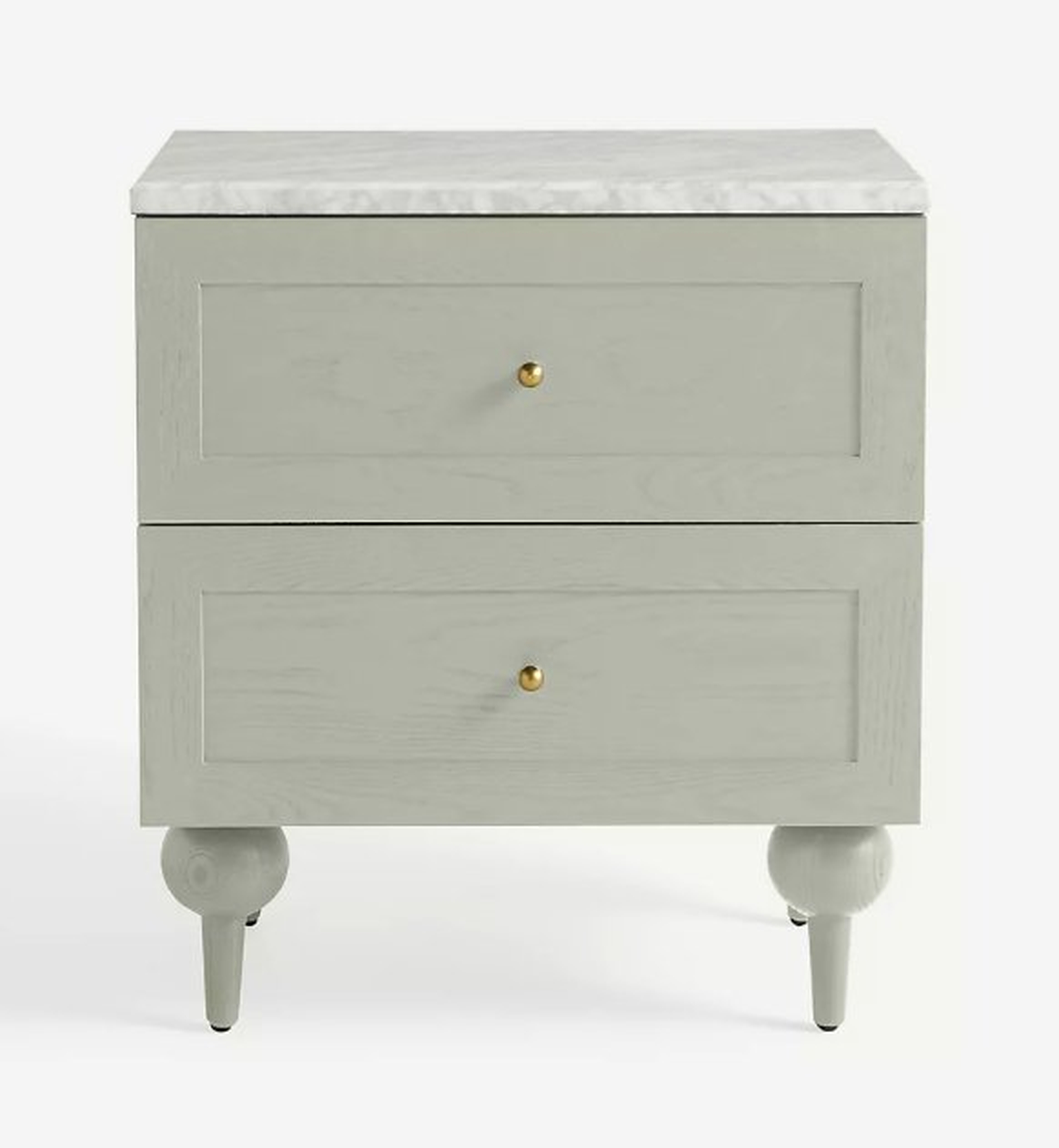 Fern Marble Top Two-Drawer Nightstand - Sage - Anthropologie