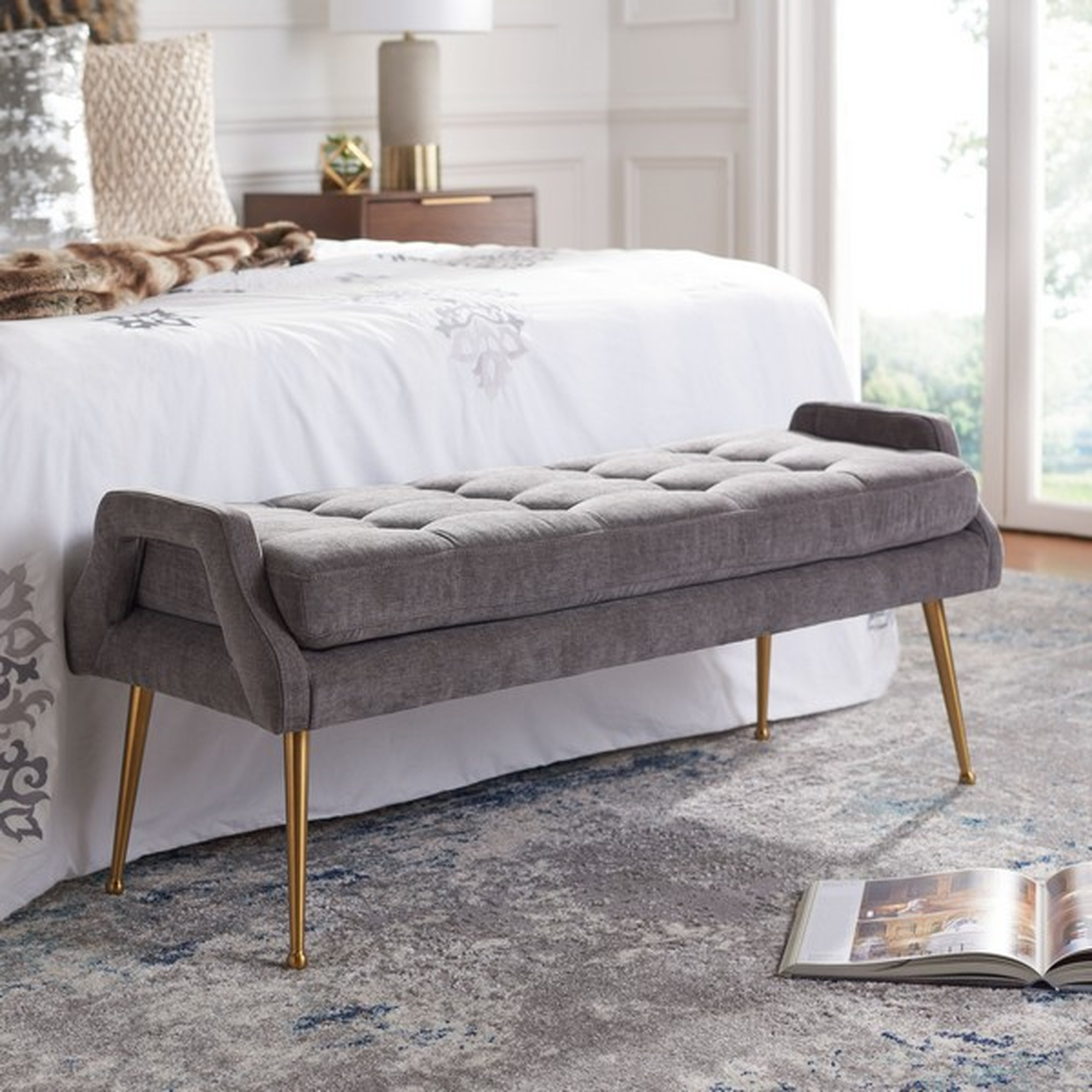 Everdeen Bench - Charcoal / Gold - Safavieh - Safavieh