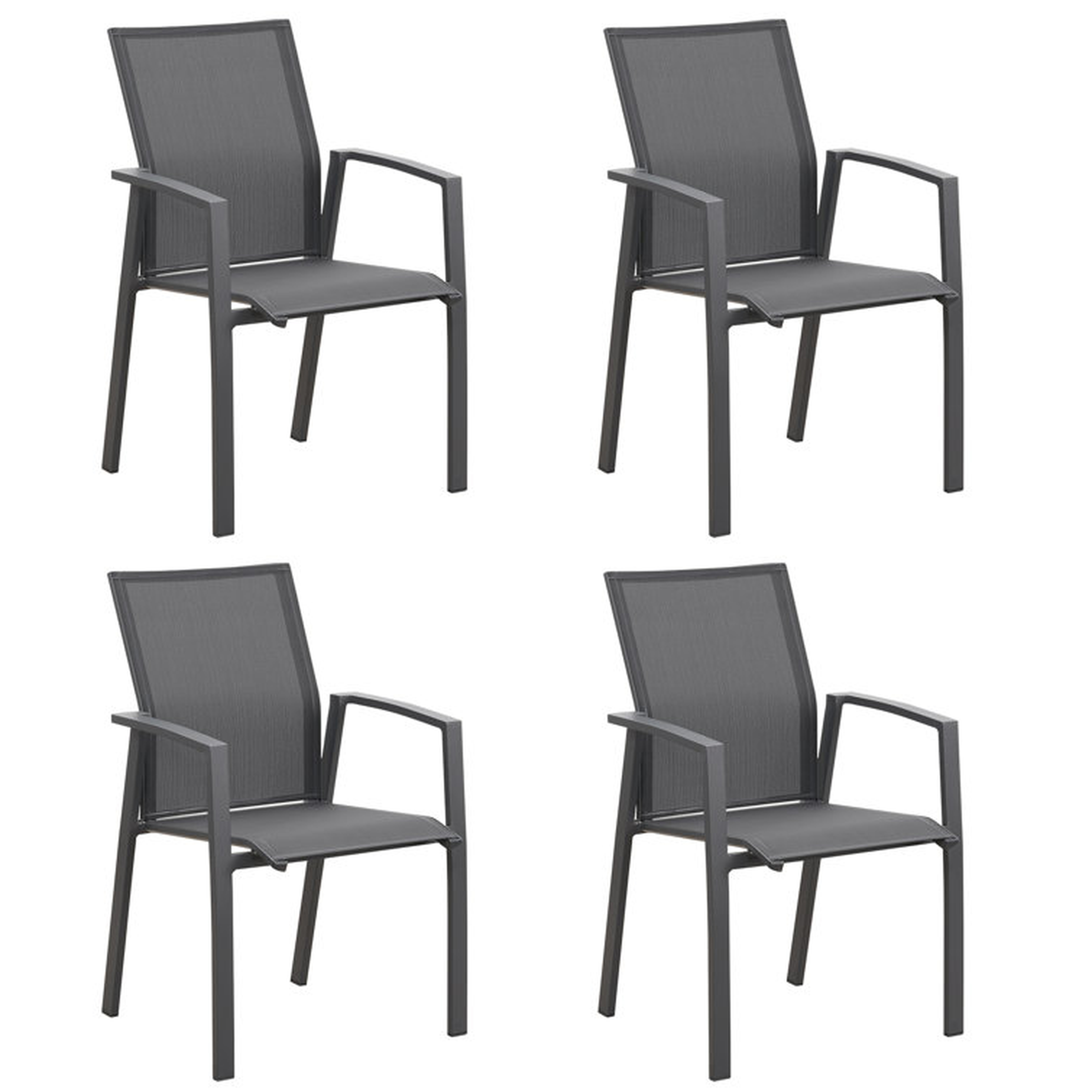 Stemple Aluminum Stackable Patio Dining Armchair, Fully Assembled (Set of 4) - Wayfair