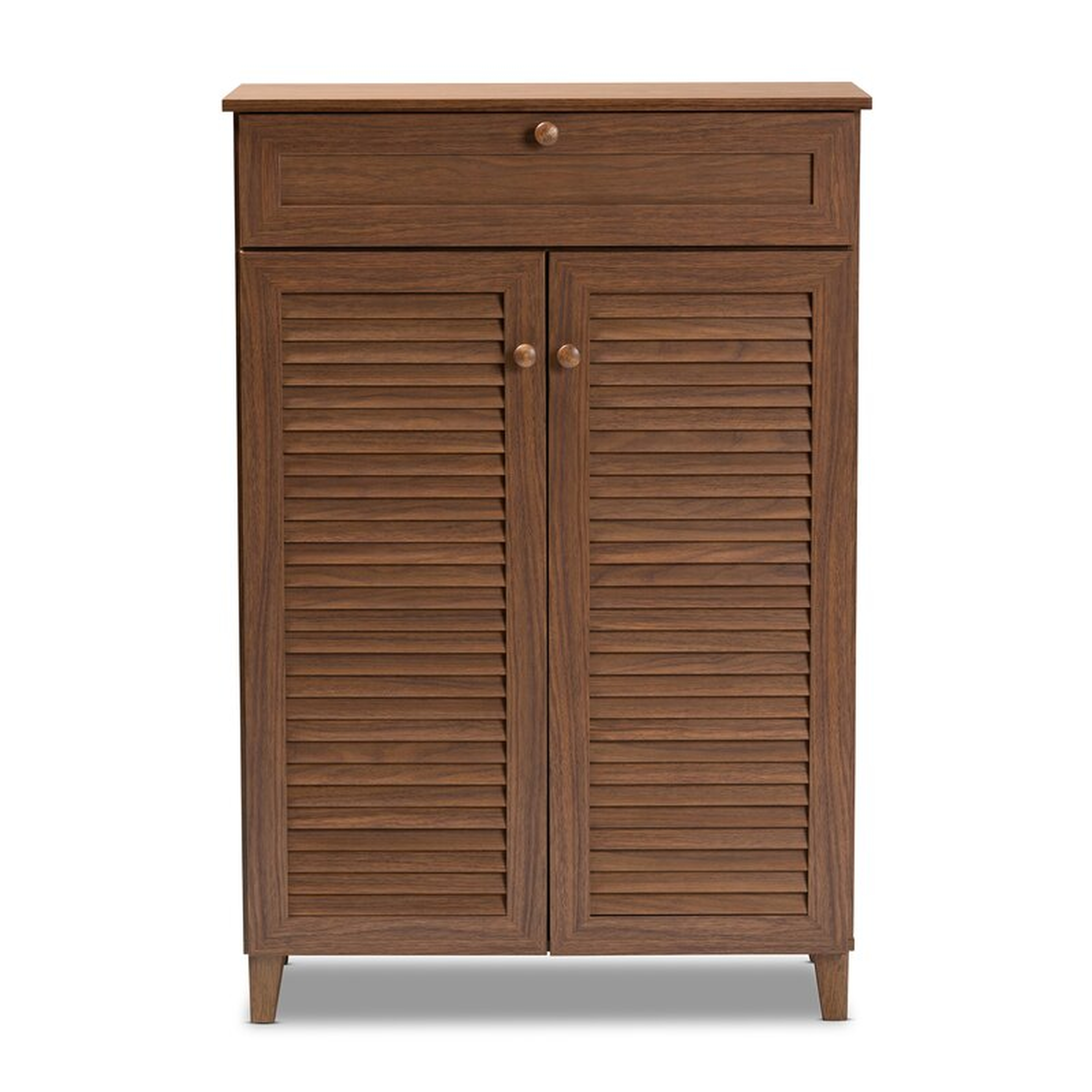 Walnut Modern and Contemporary 15 Pair Shoe Storage Cabinet - Wayfair