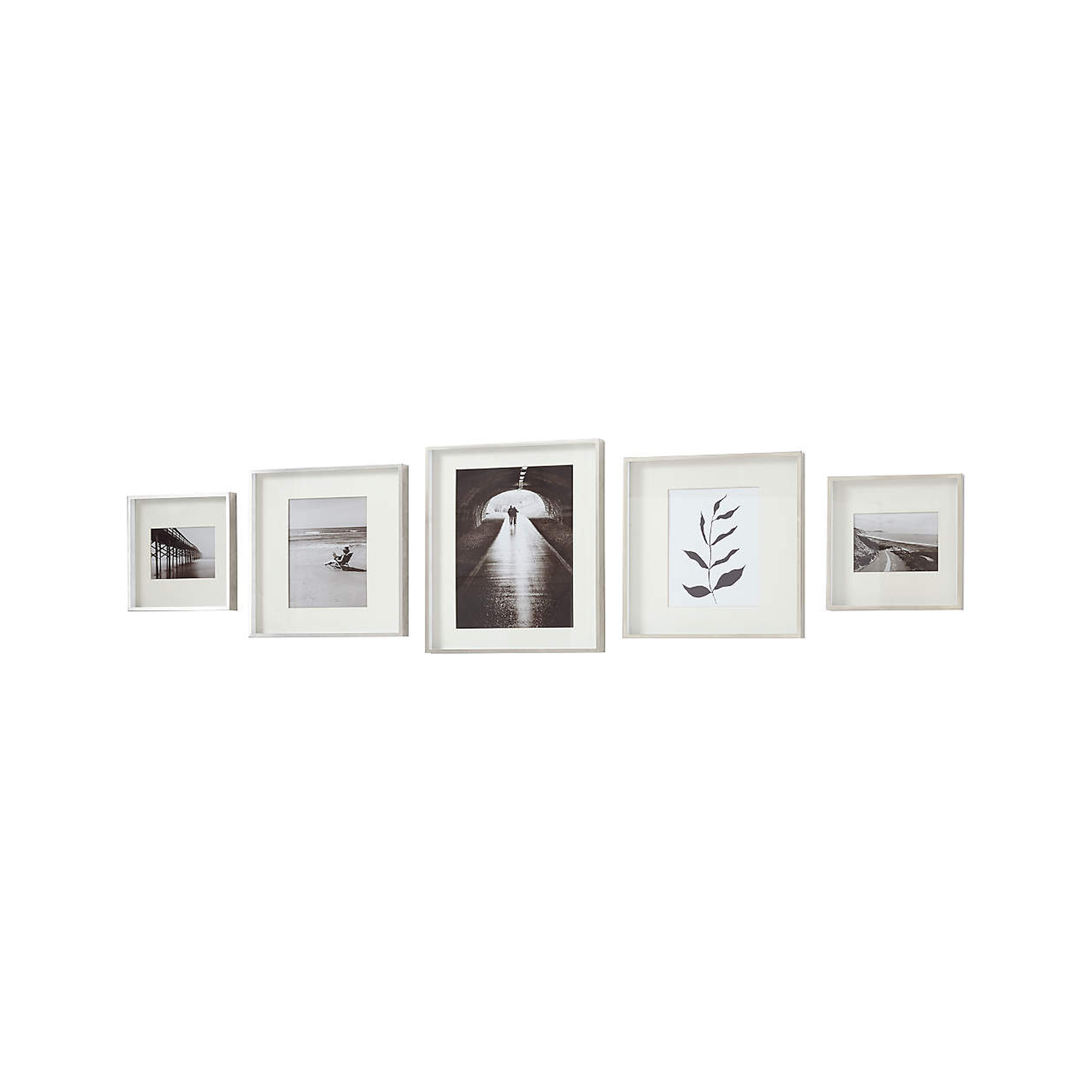 Brushed Silver Picture Frame Gallery, Set of 5 - Crate and Barrel