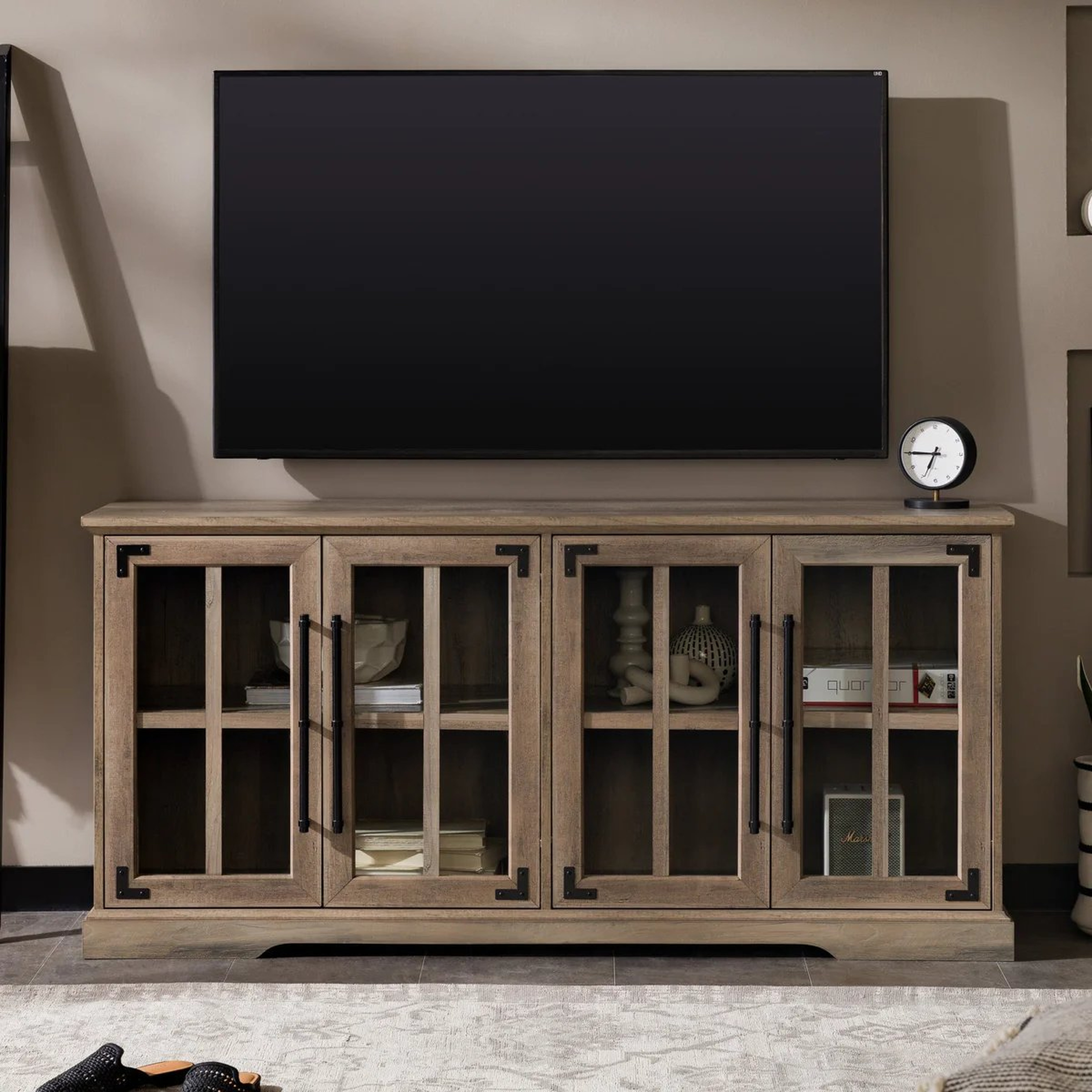 Abigail 58" Farmhouse 4 Door TV Stand - Grey Wash - Walker Edison