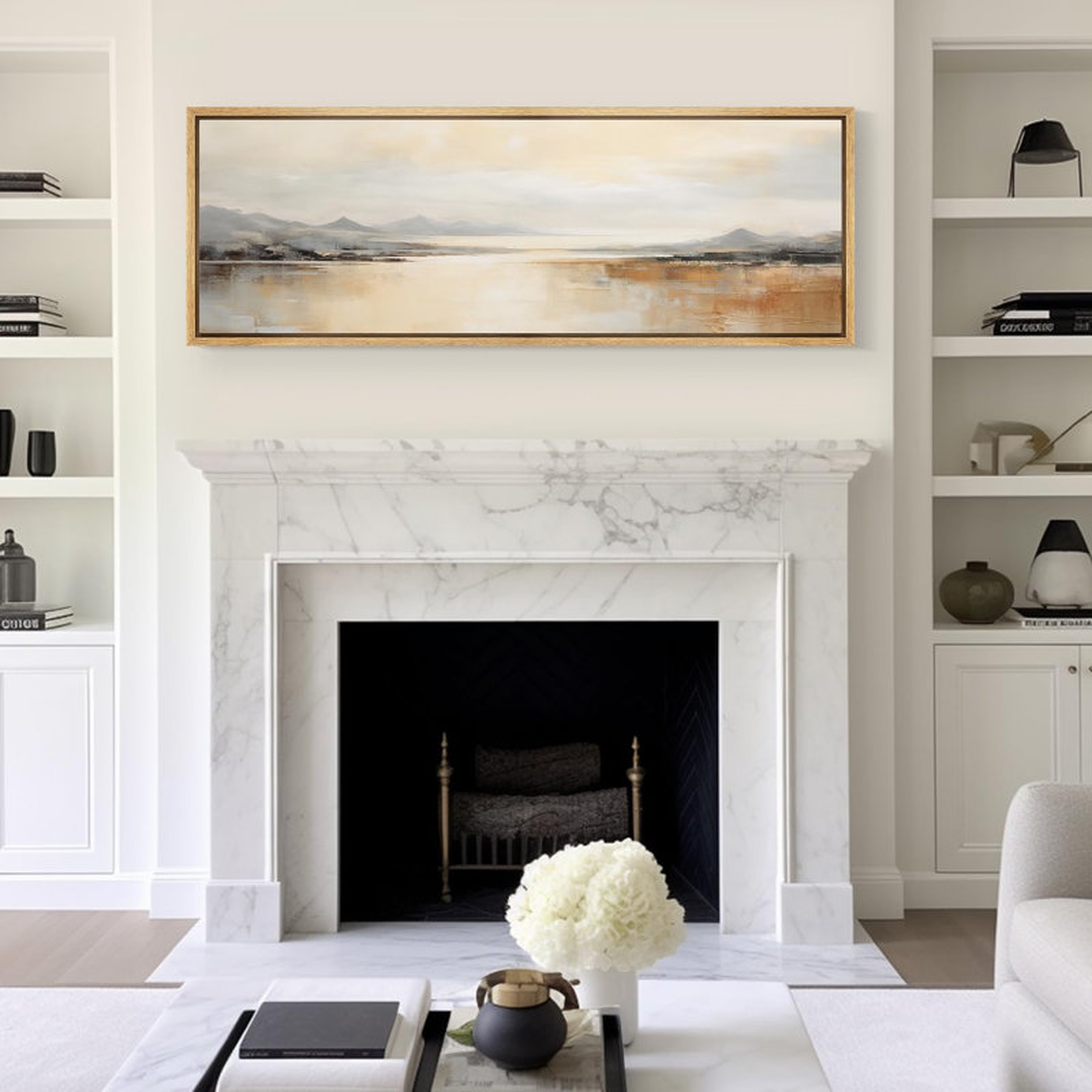 Minimal Landscape " Extra Large Orange Sunrise Over Mountain Lake Nature Landscape Retro Fine Art Decorative " - Wayfair
