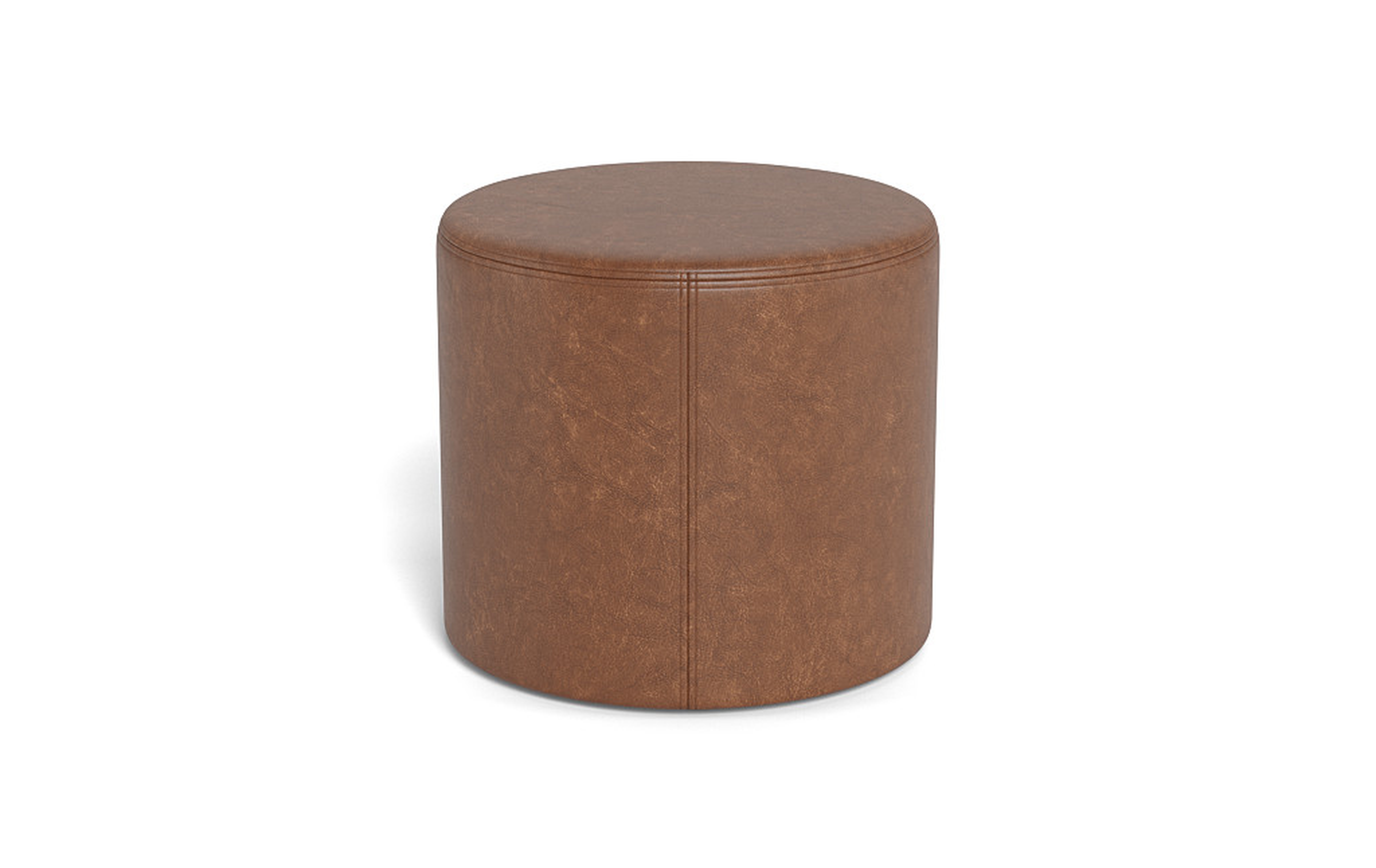 Colten Leather Round Stool Ottoman - Interior Define