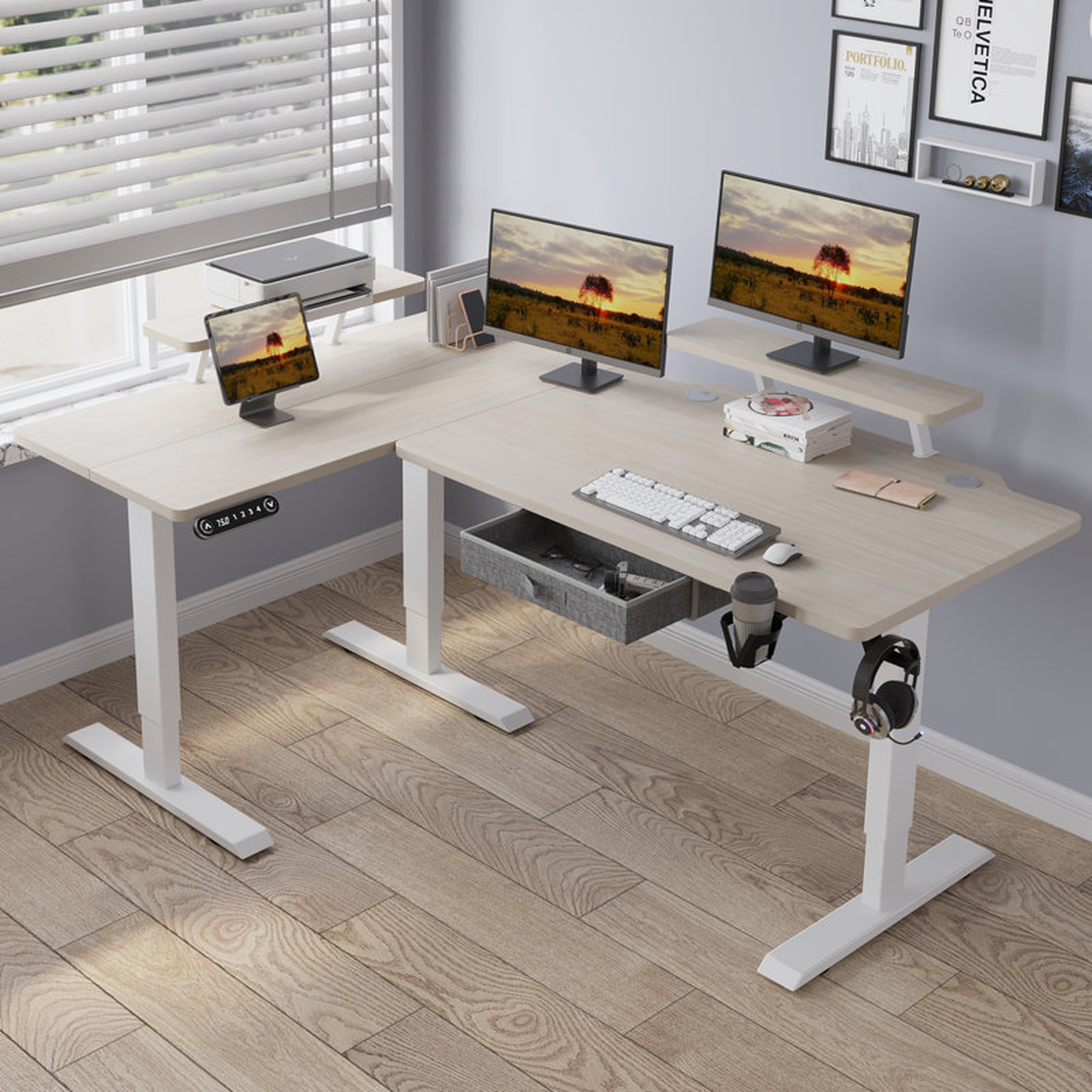 Jonesboro 63'' L-Shaped Height Adjustable Standing Desk - Wayfair