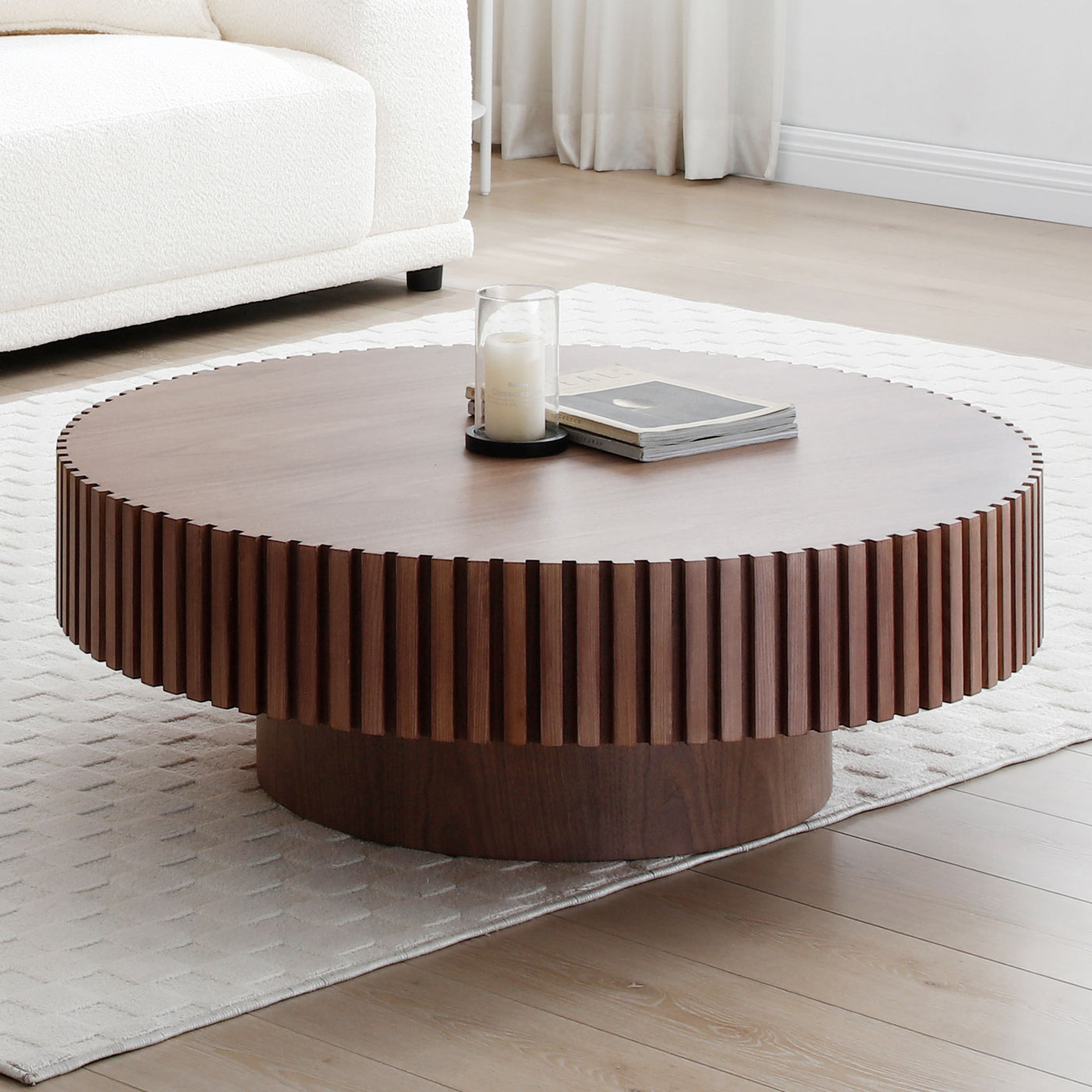 Contour & Co. | Fluted Modern Coffee Table - Walker Edison