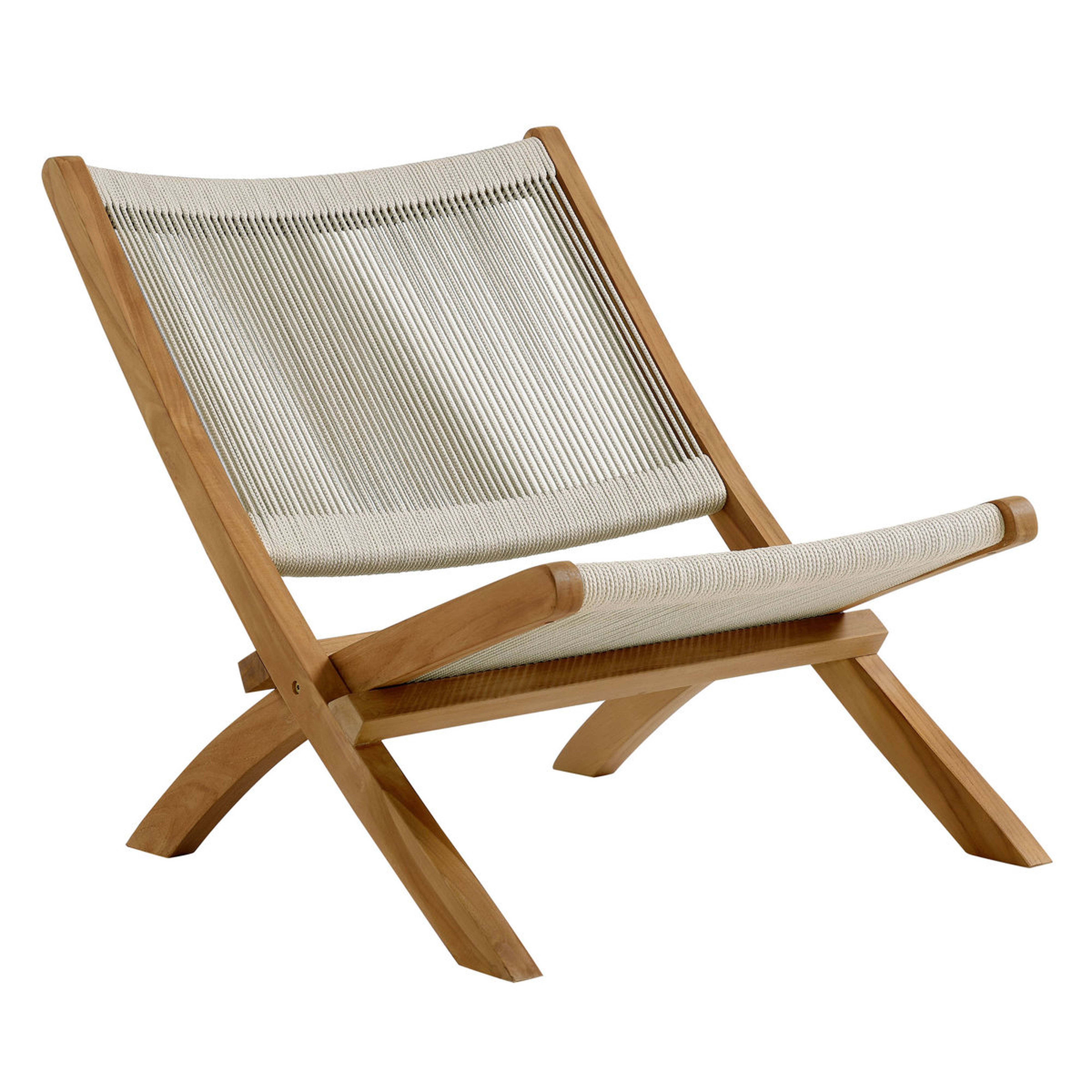 Vienna Outdoor Patio Teak And Rope Folding Accent Lounge Chair In Natural - Wayfair