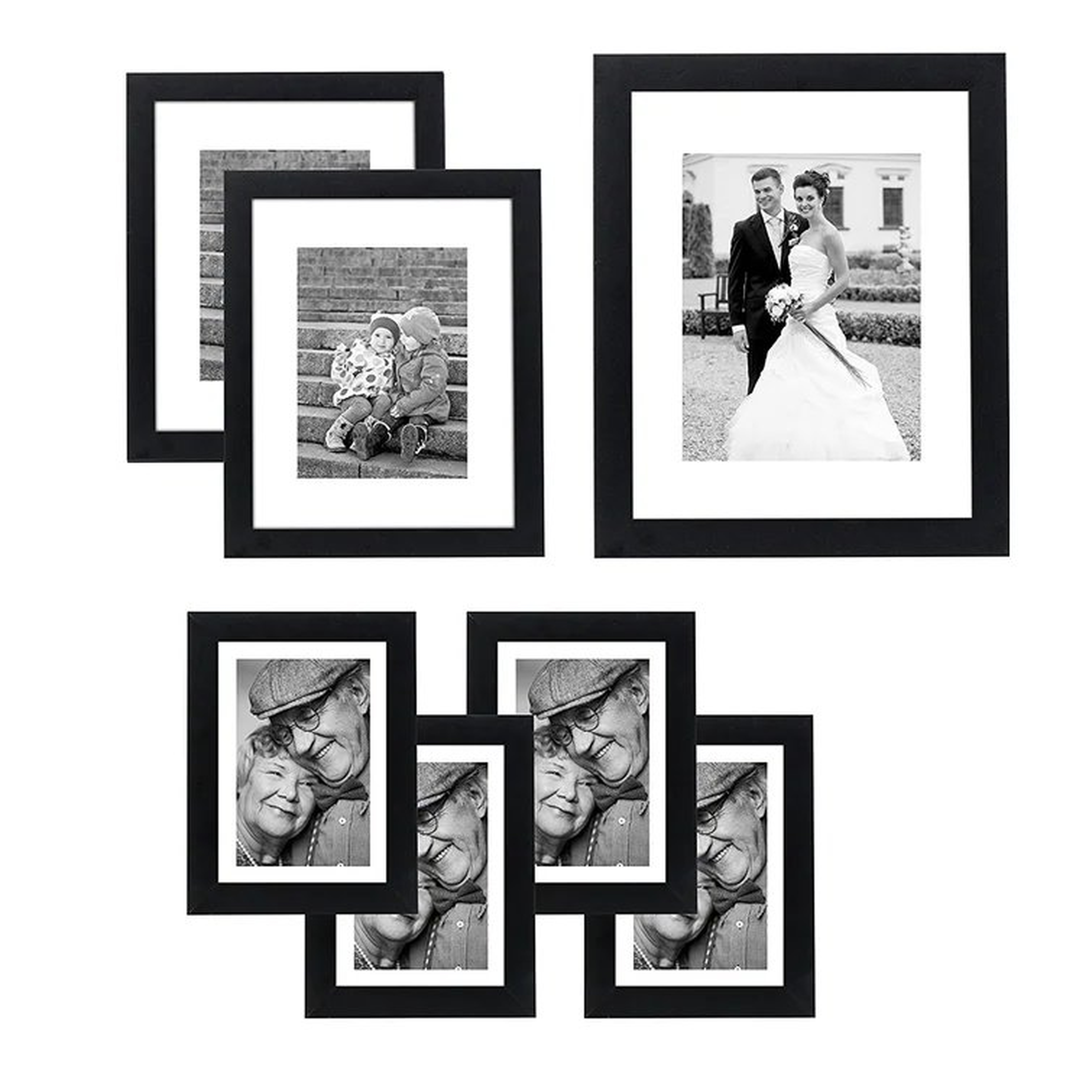 7 Piece Gallery Wall Set - Displays One 11 x 14, Two 8 x 10, and Four 5 x 7 Inch Photos - Wayfair