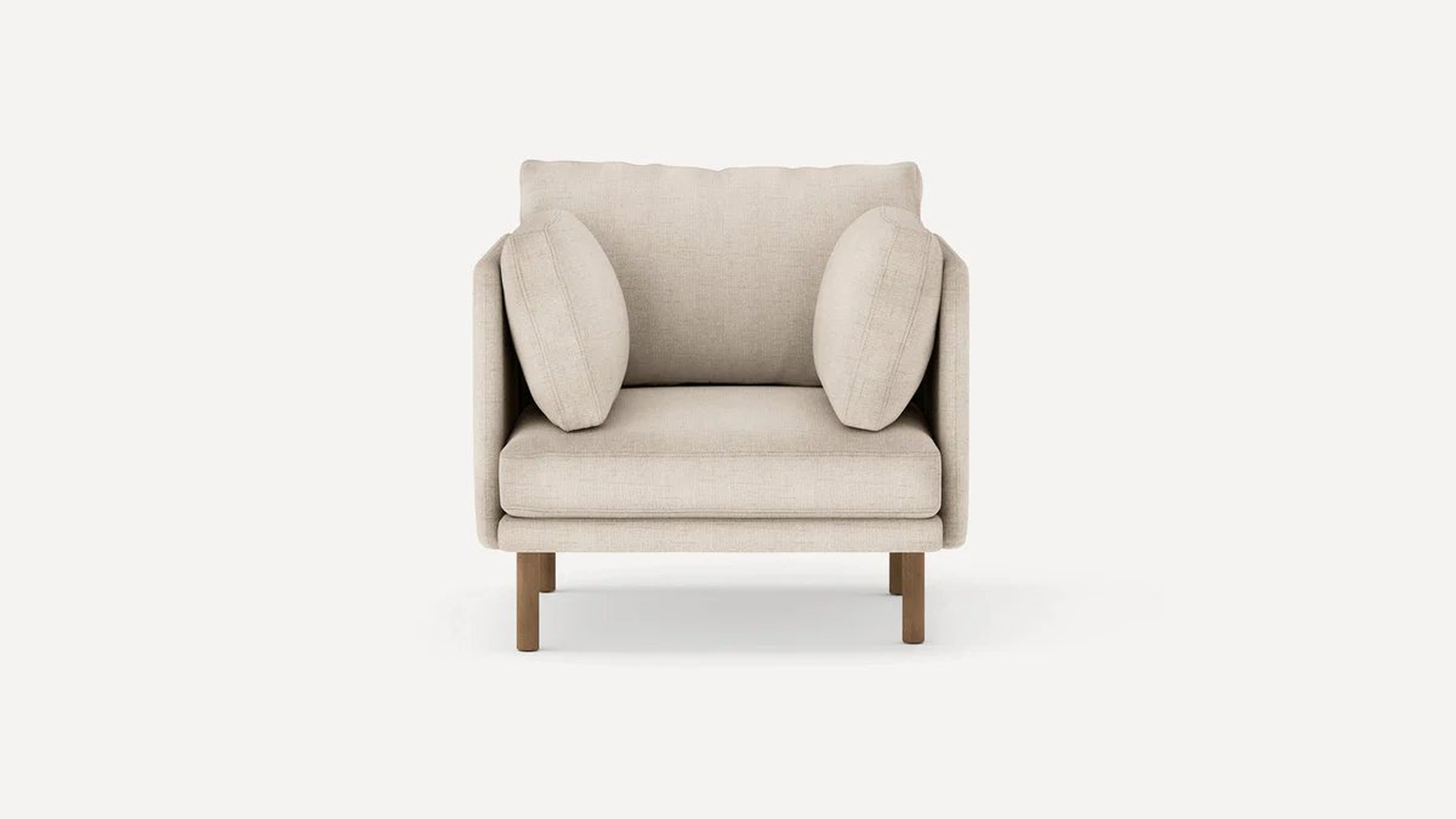 Field Armchair - Oatmeal - Performance Chenille / Oak - Wood - Burrow
