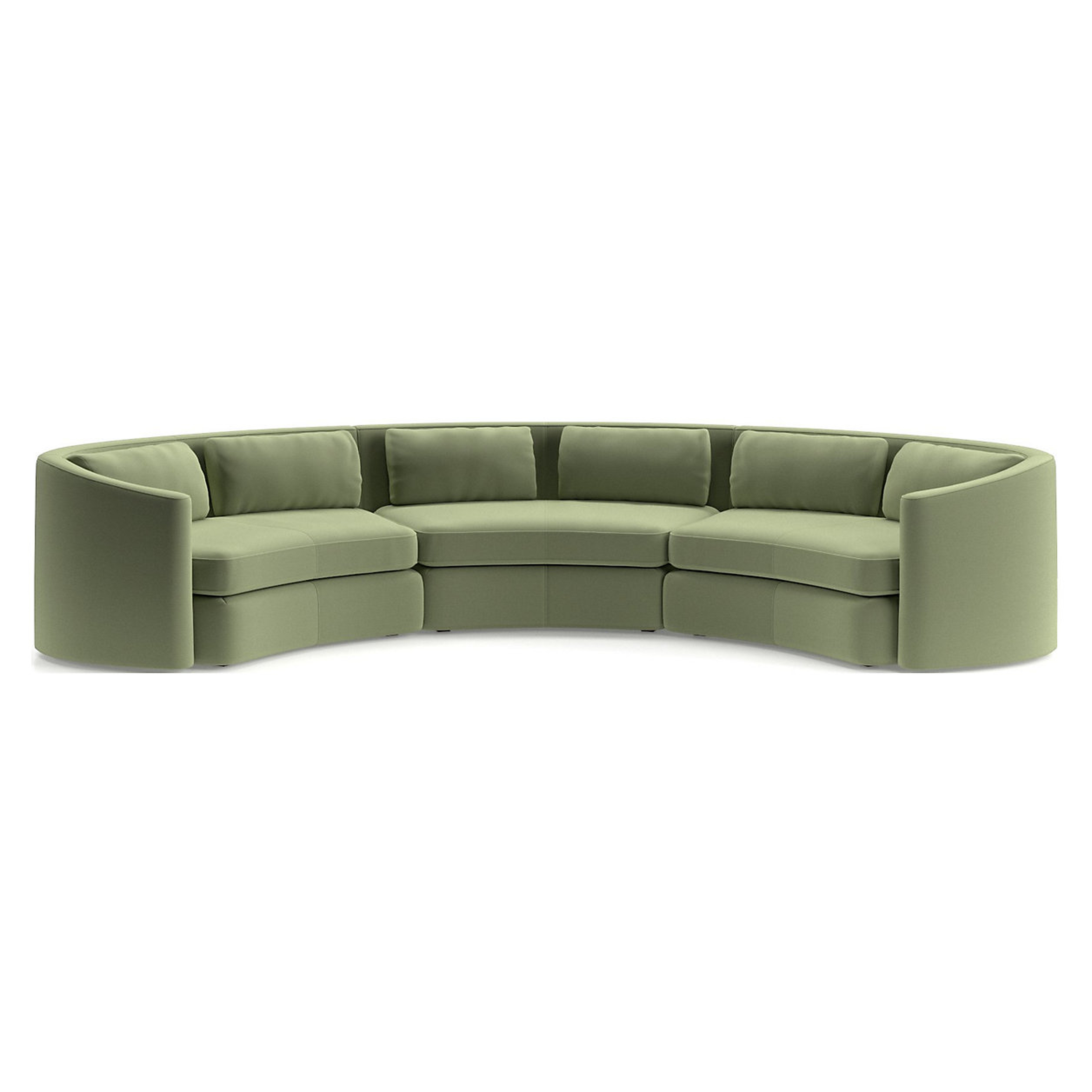 Nouveau 3-Piece Curved Sectional Sofa / Mabel Fabric in Basil - Crate and Barrel