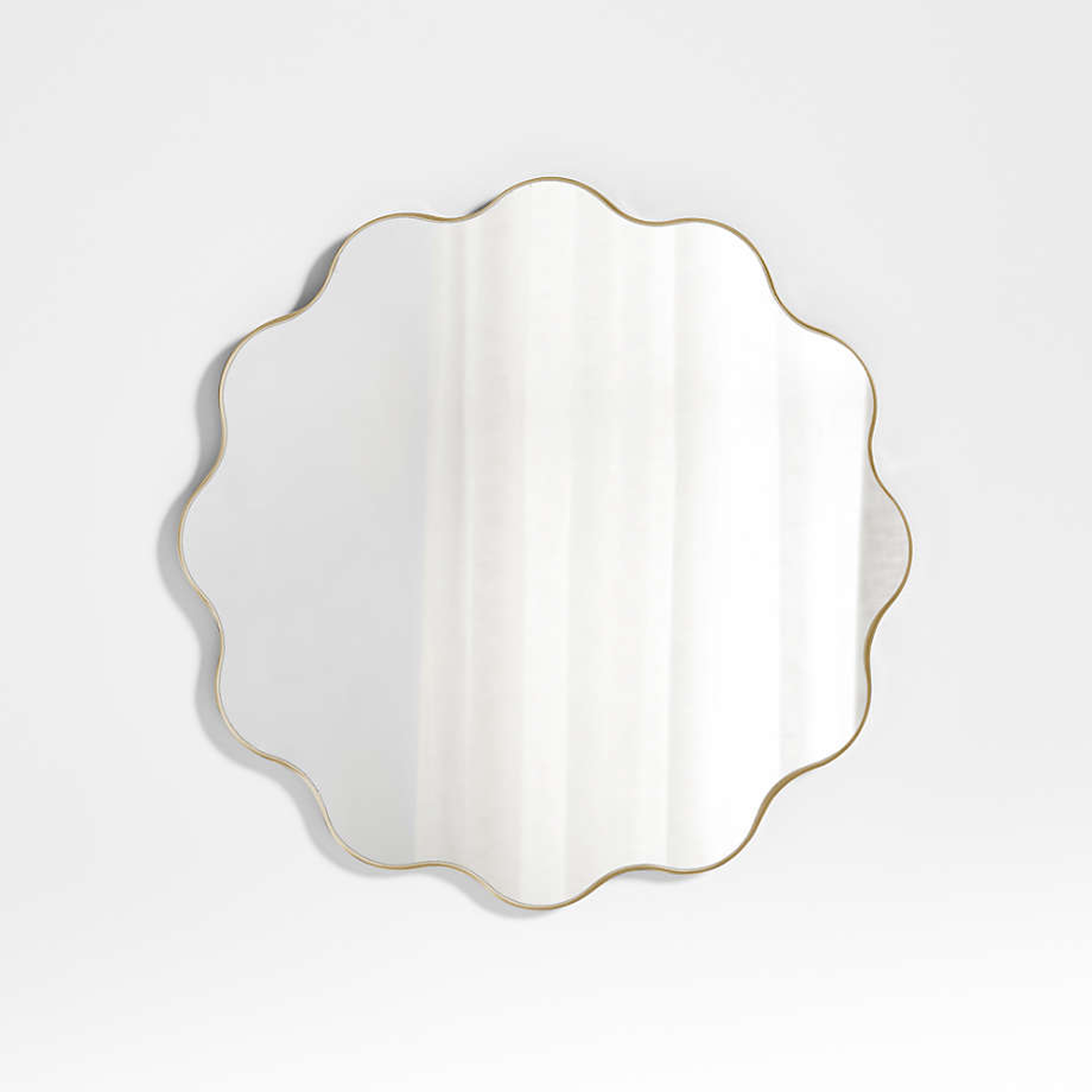 Waveland Brass Metal 30" Round Scalloped Wavy Wall Mirror - Crate & Kids