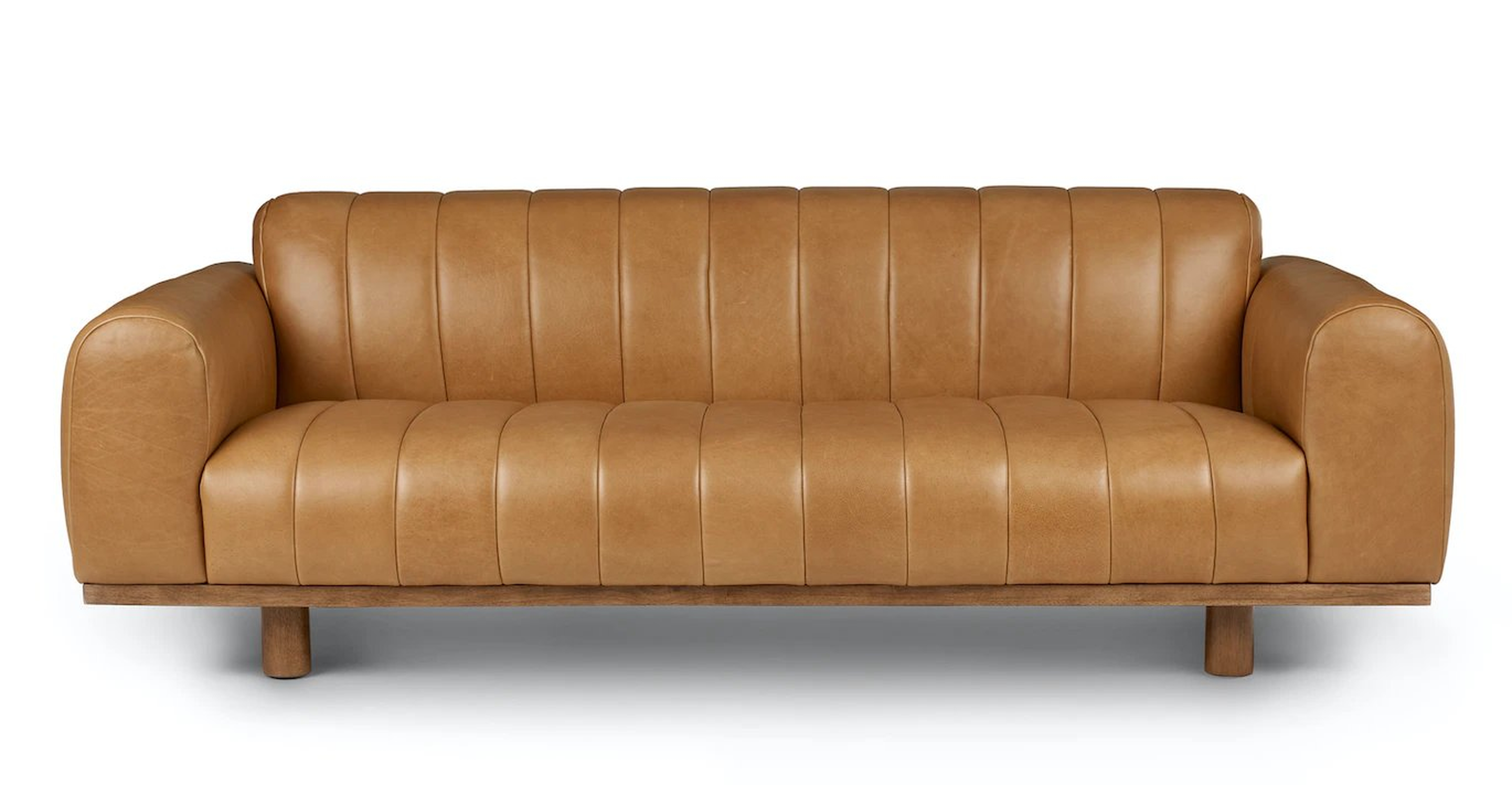 Texada 90.5" Tufted Leather Sofa - Taos Tan - Article