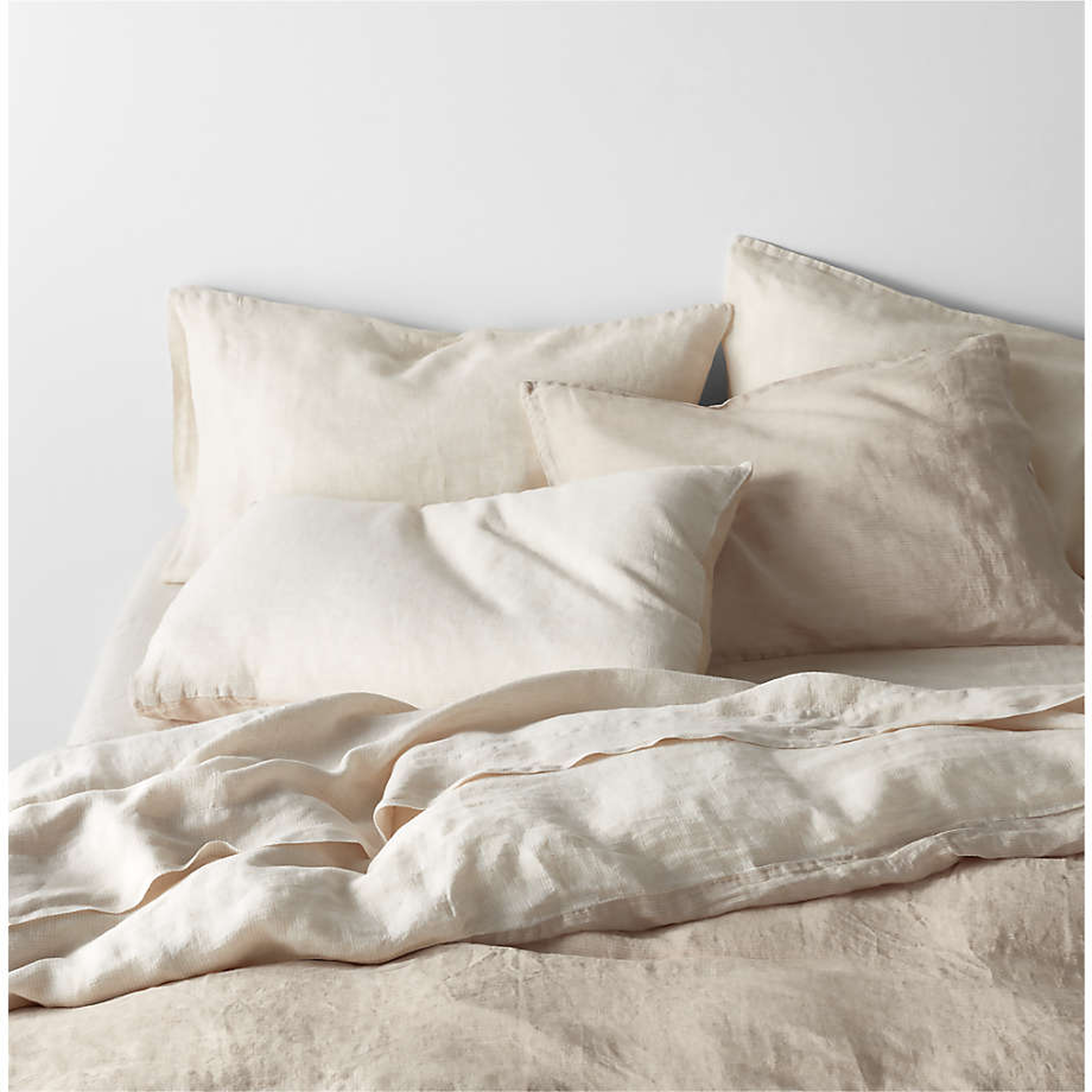 New Natural Hemp Ivory Grid Full/Queen Duvet Cover - Crate and Barrel