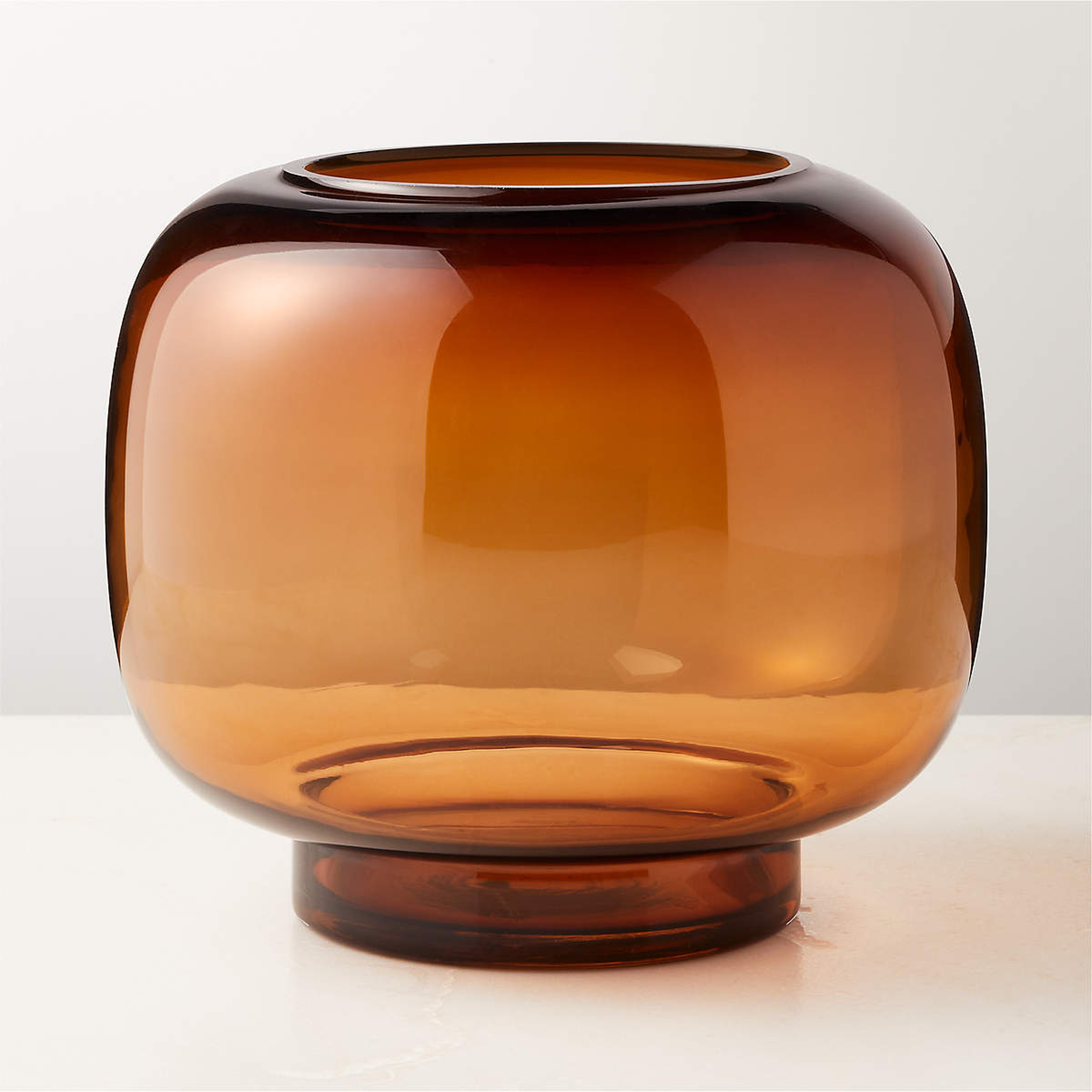 Coco Round Smoked Amber Glass Hurricane Candle Holder Large - CB2
