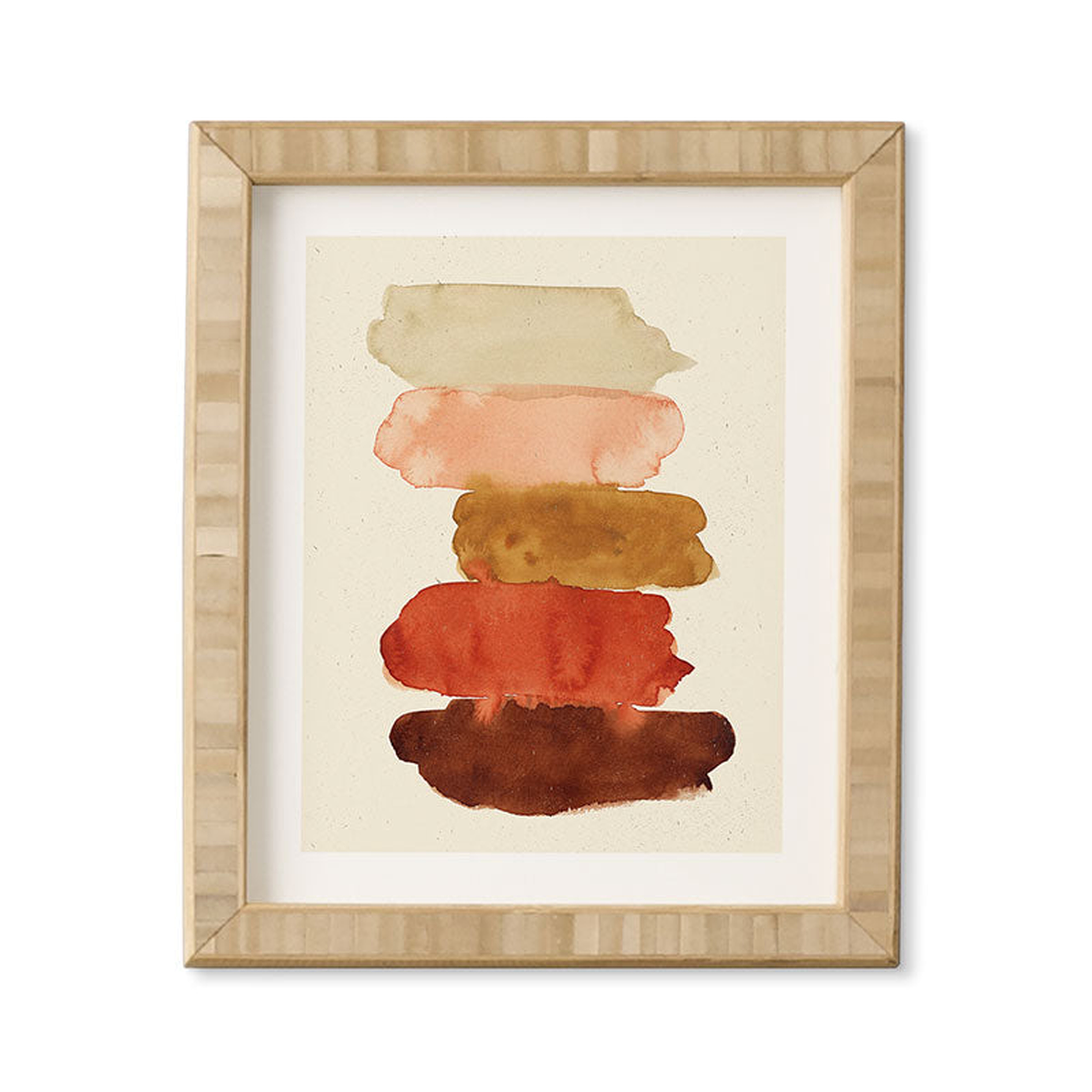 Watercolor Swatches Rust Brown by Pauline Stanley - Framed Wall Art Bamboo 8" x 9.5" - Wander Print Co.