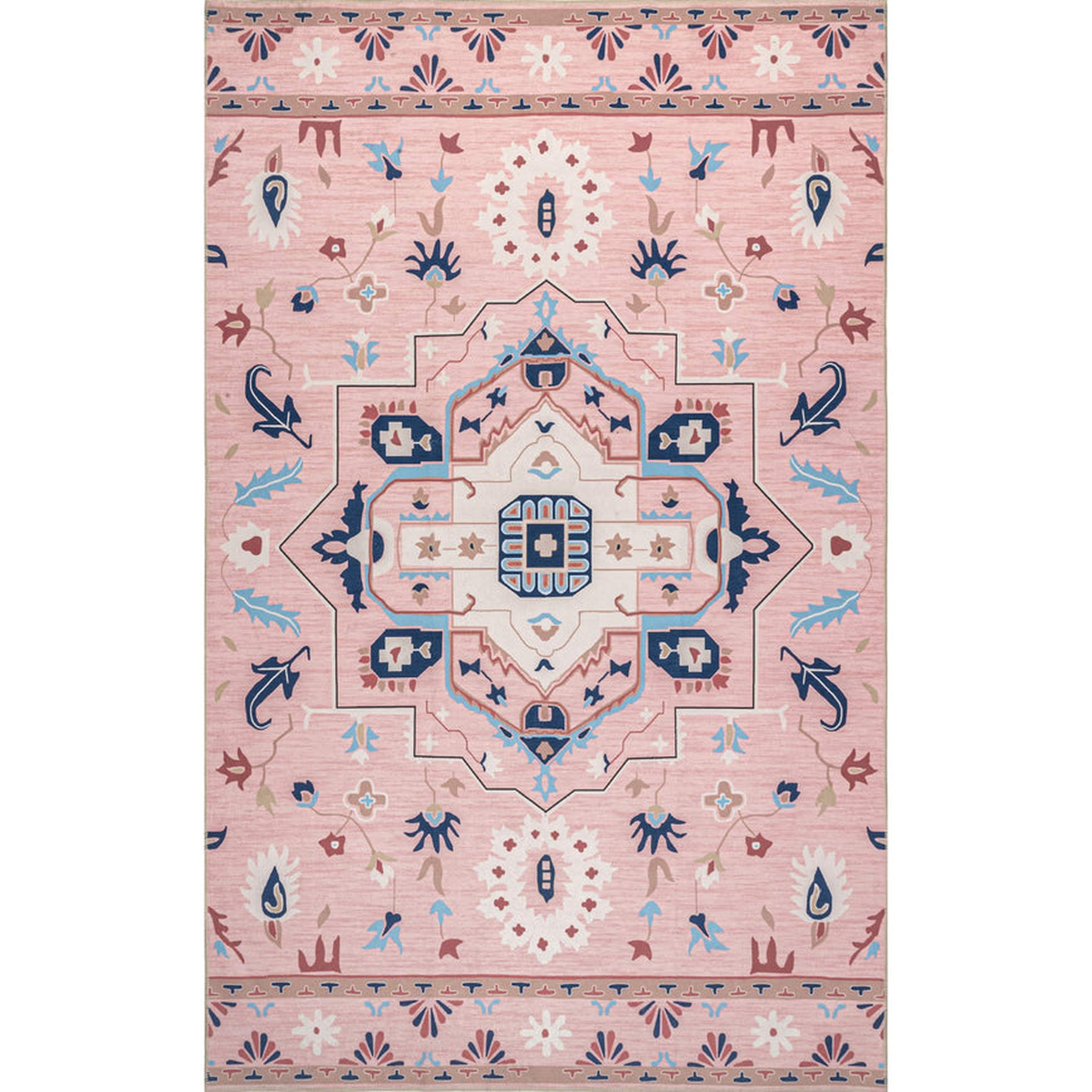 Roxanna Machine Washable Boho Floral Area Rug - nuloom