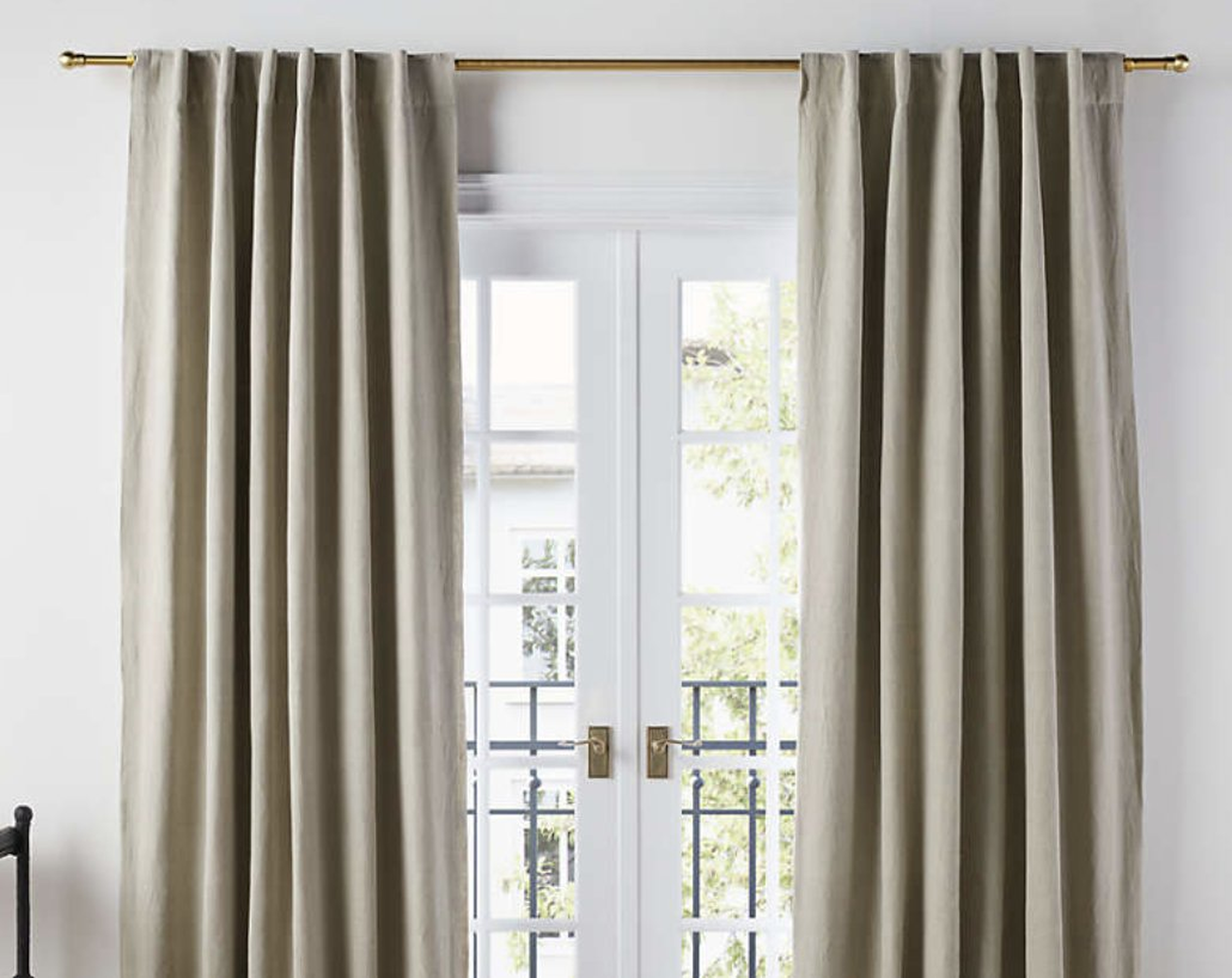 Warm Beige EUROPEAN FLAX ™-Certified Linen Blackout Window Curtain Panel 52"x84" - Crate and Barrel