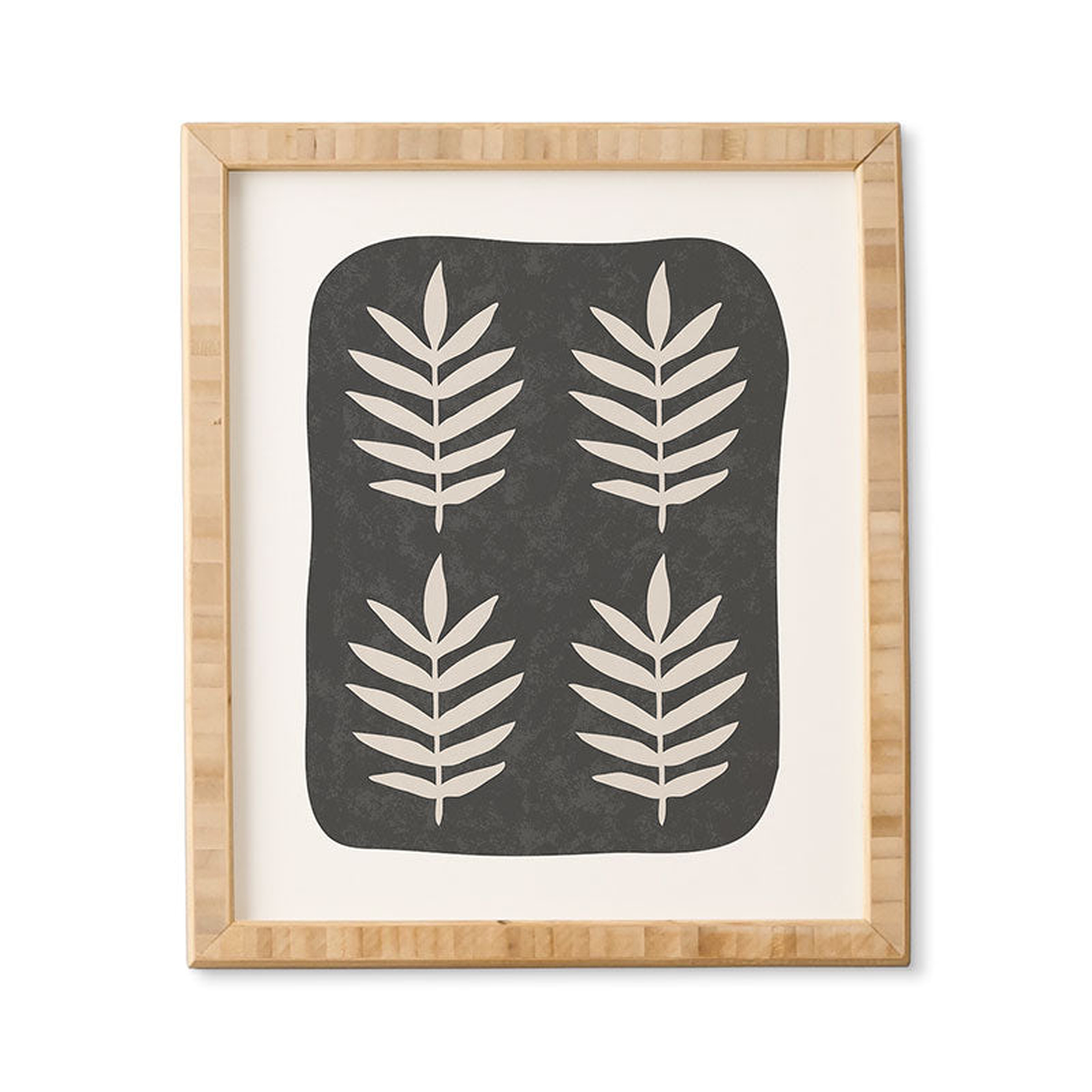 Palm Pattern Black Cream by Pauline Stanley - Framed Wall Art Bamboo 11" x 13" - Wander Print Co.