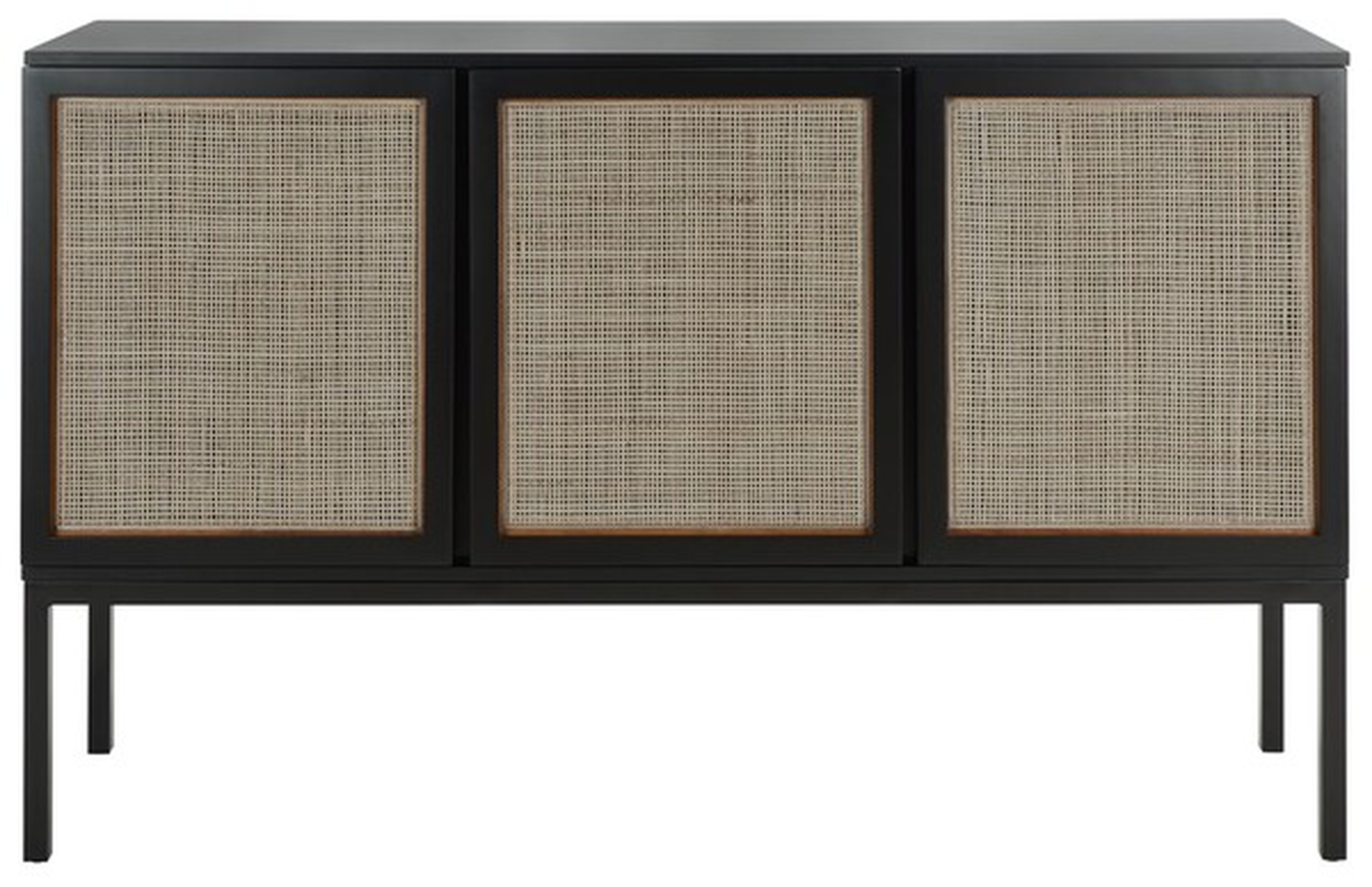 Zadie 2 Shelf Rattan Sideboard - Black - Safavieh - Safavieh