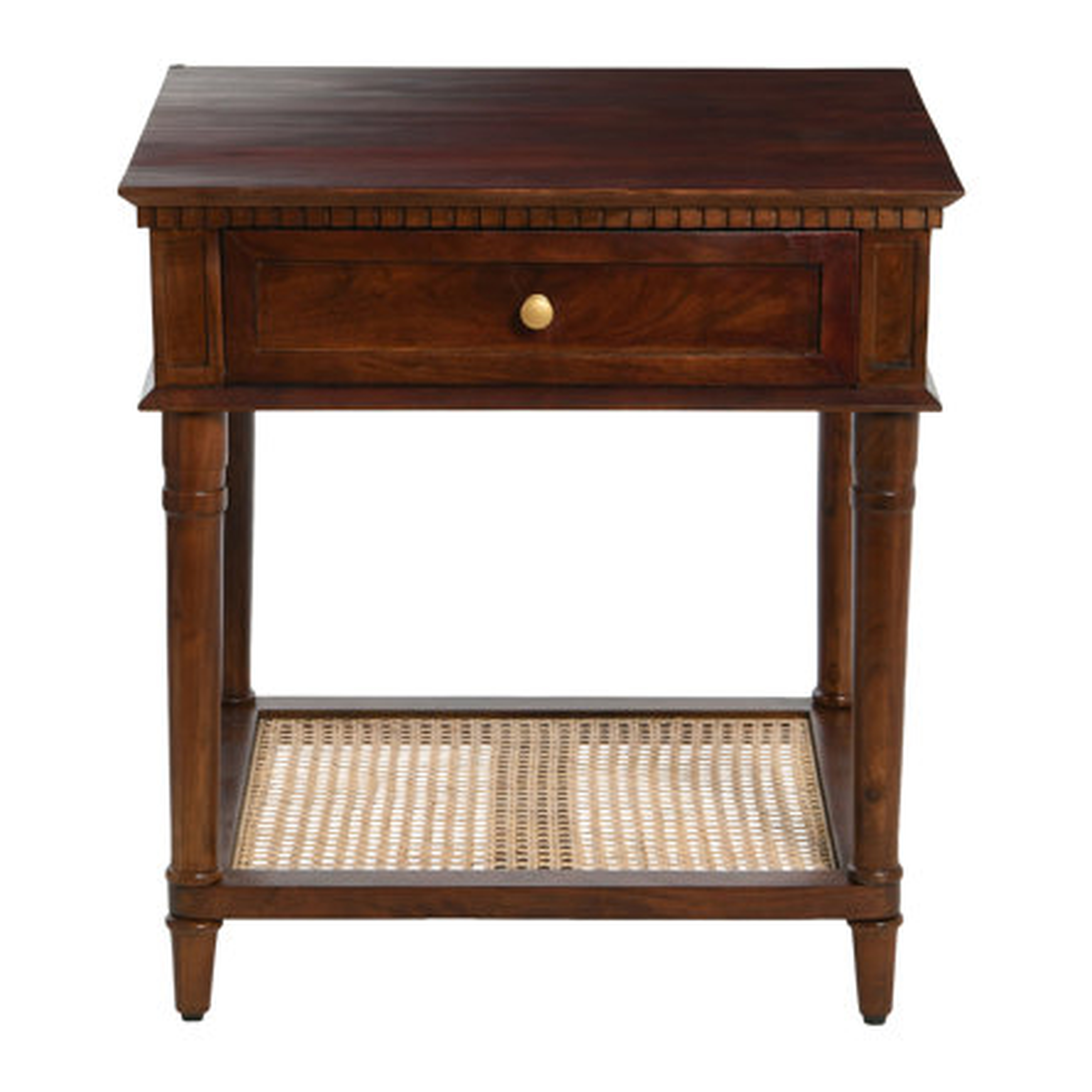 Maxwelton Acacia Wood and Cane Bed Side Table - Creative Co-Op