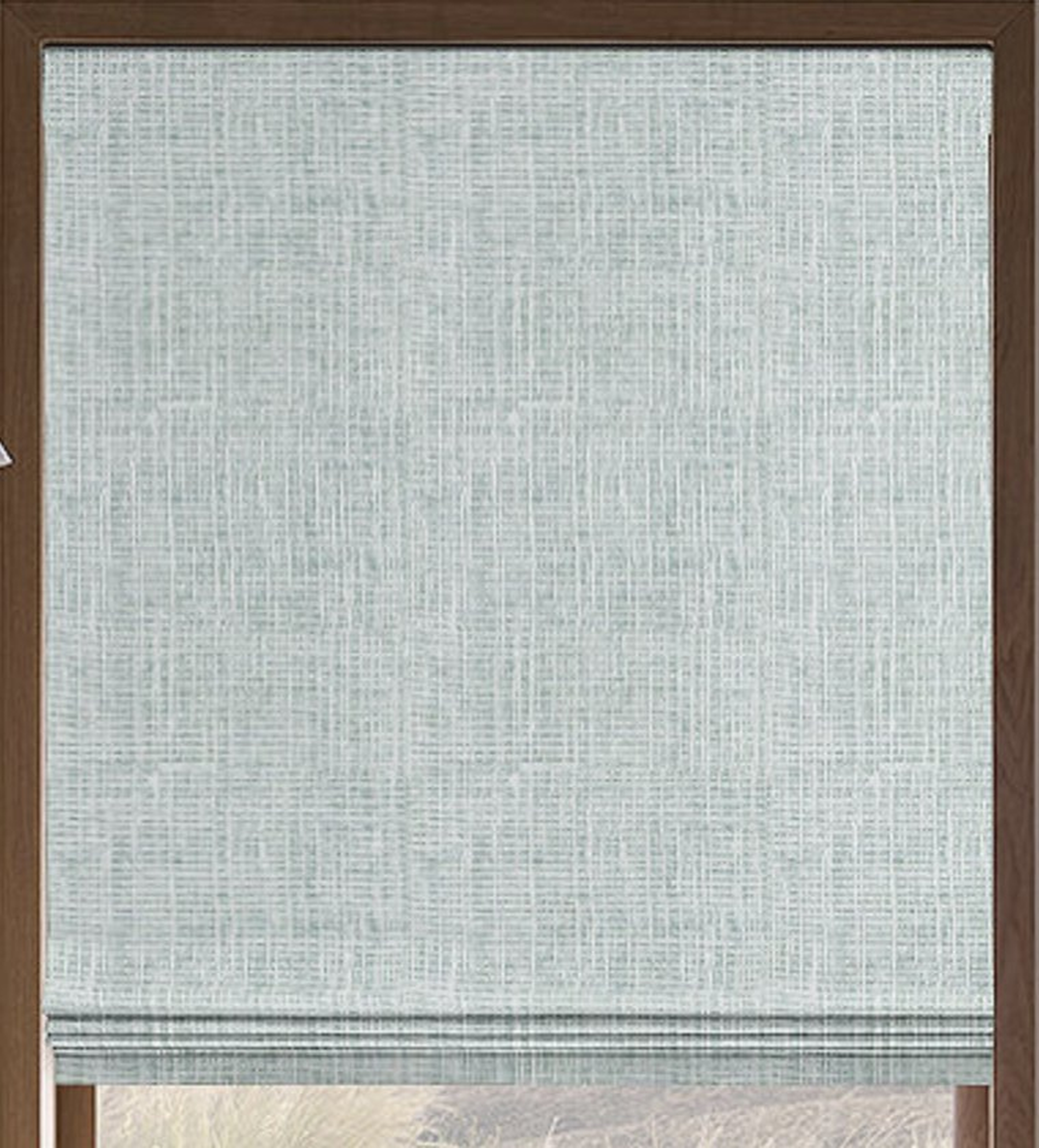 Custom Flat Roman Shade - Inside Mount, Shoreline Jade, Right side Cord, Continuous Loop, Blackout Lining, 51"W x 48"L - The Shade Store