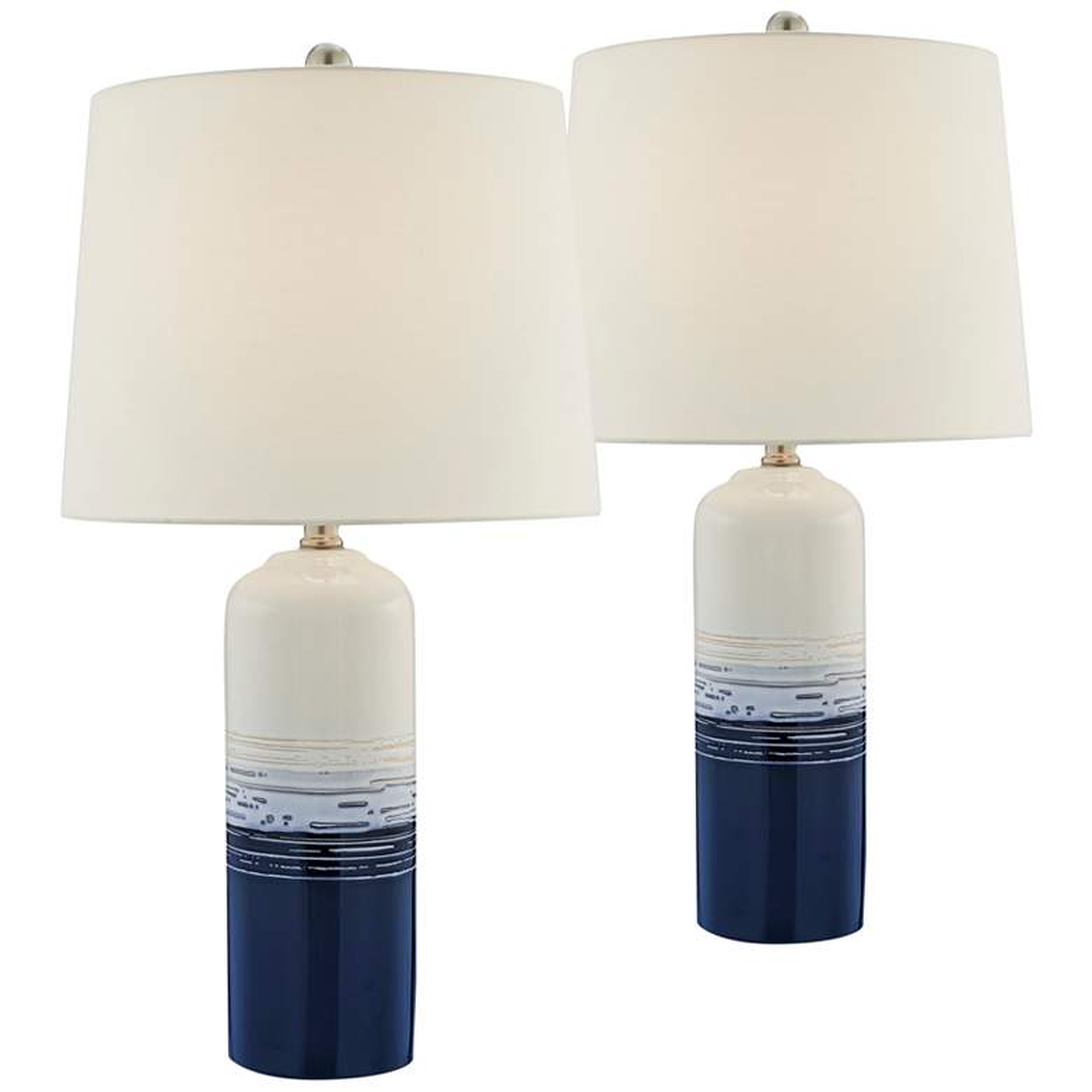 Lite Source Heaton 24 1/4" Blue White Ceramic Table Lamps Set of 2 - Lamps Plus
