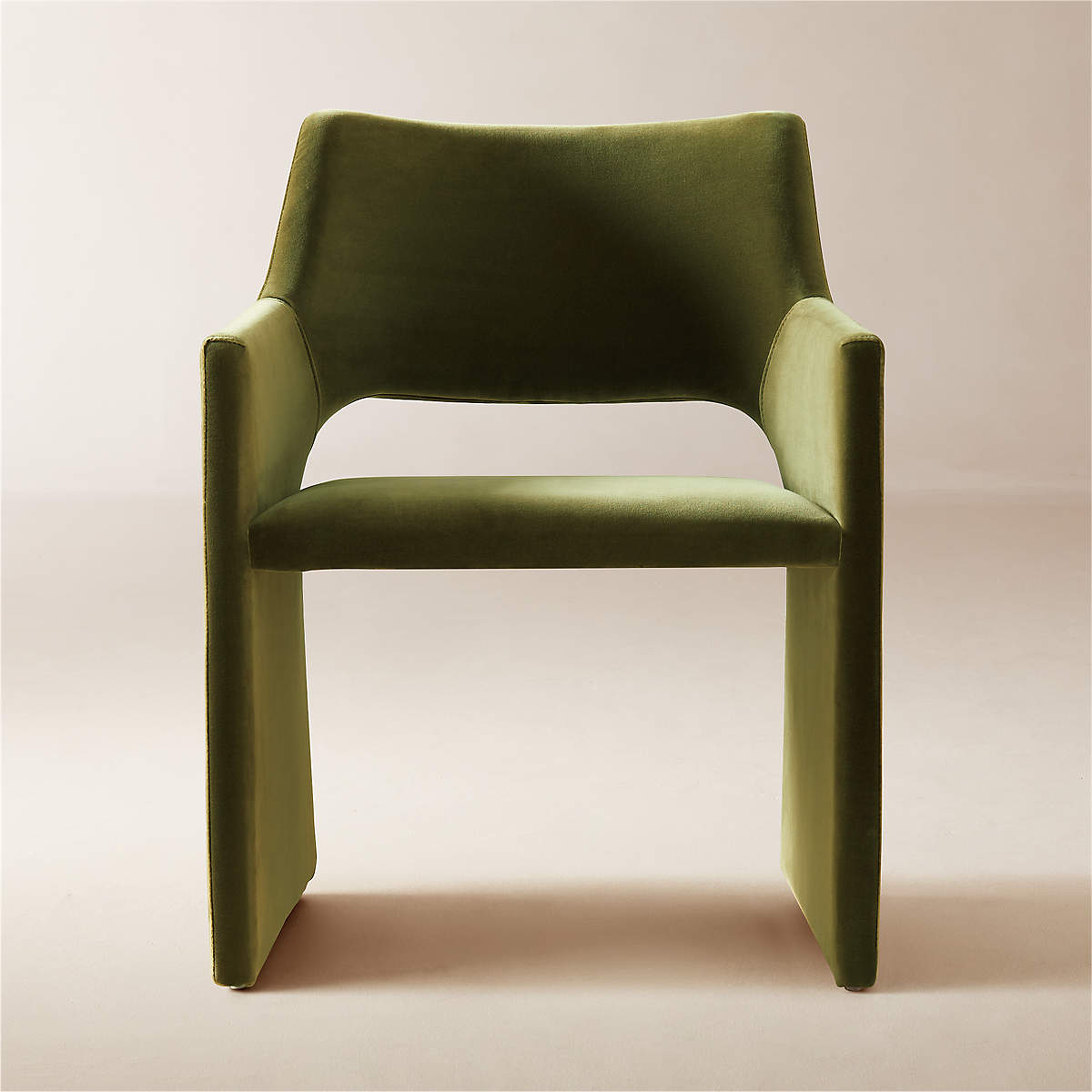 Foley Olive Green Velvet Dining Armchair - CB2