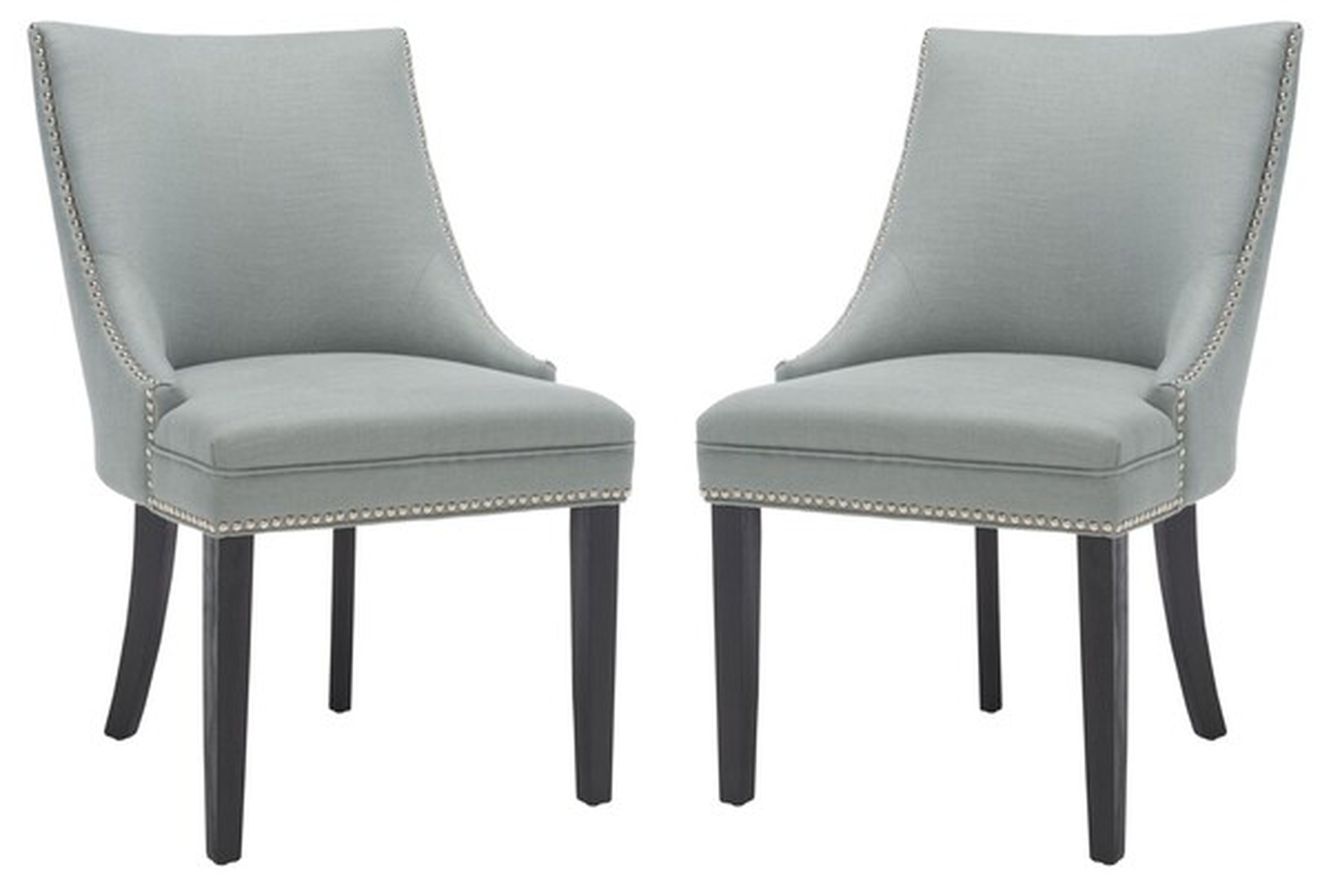 Afton 20''H Side Chair (Set Of 2) - Silver Nail Heads - Light Blue/Espresso - Safavieh - Safavieh