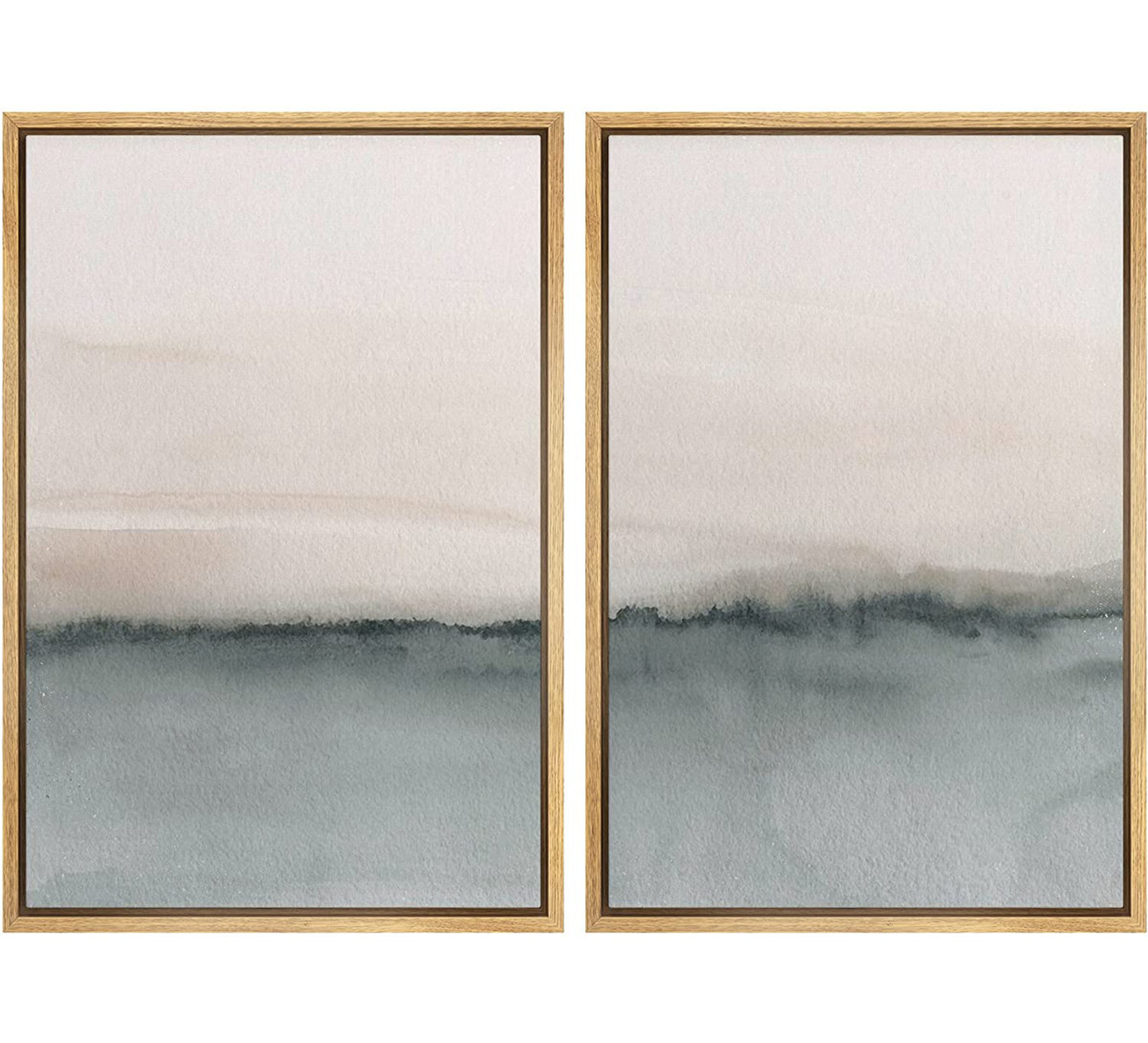 Duotone Pastel Abstract Landscape Pictures Minimalist Home Decor - Framed Canvas Print Wall Art Work - Wayfair