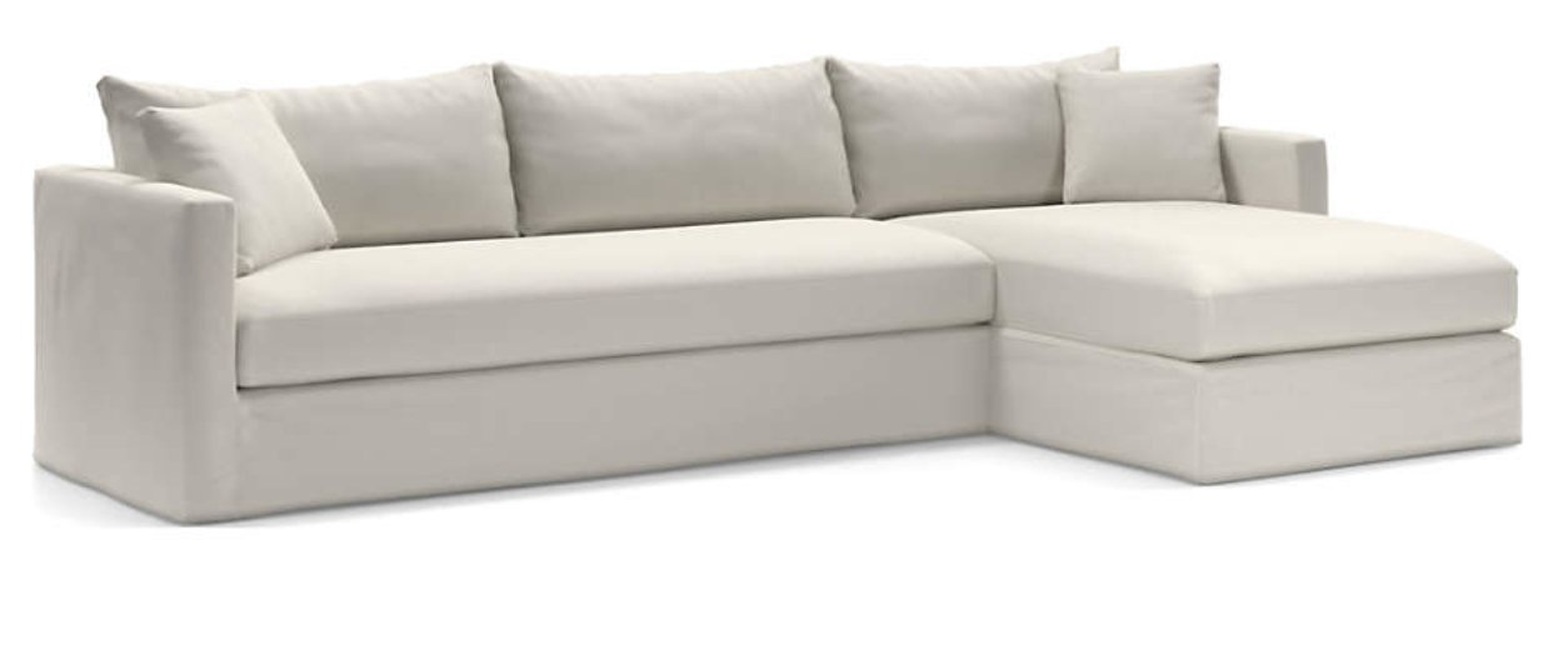 Willow II 2-Piece Slipcovered Bench Sectional Sofa with Chaise Lounge - Crate and Barrel